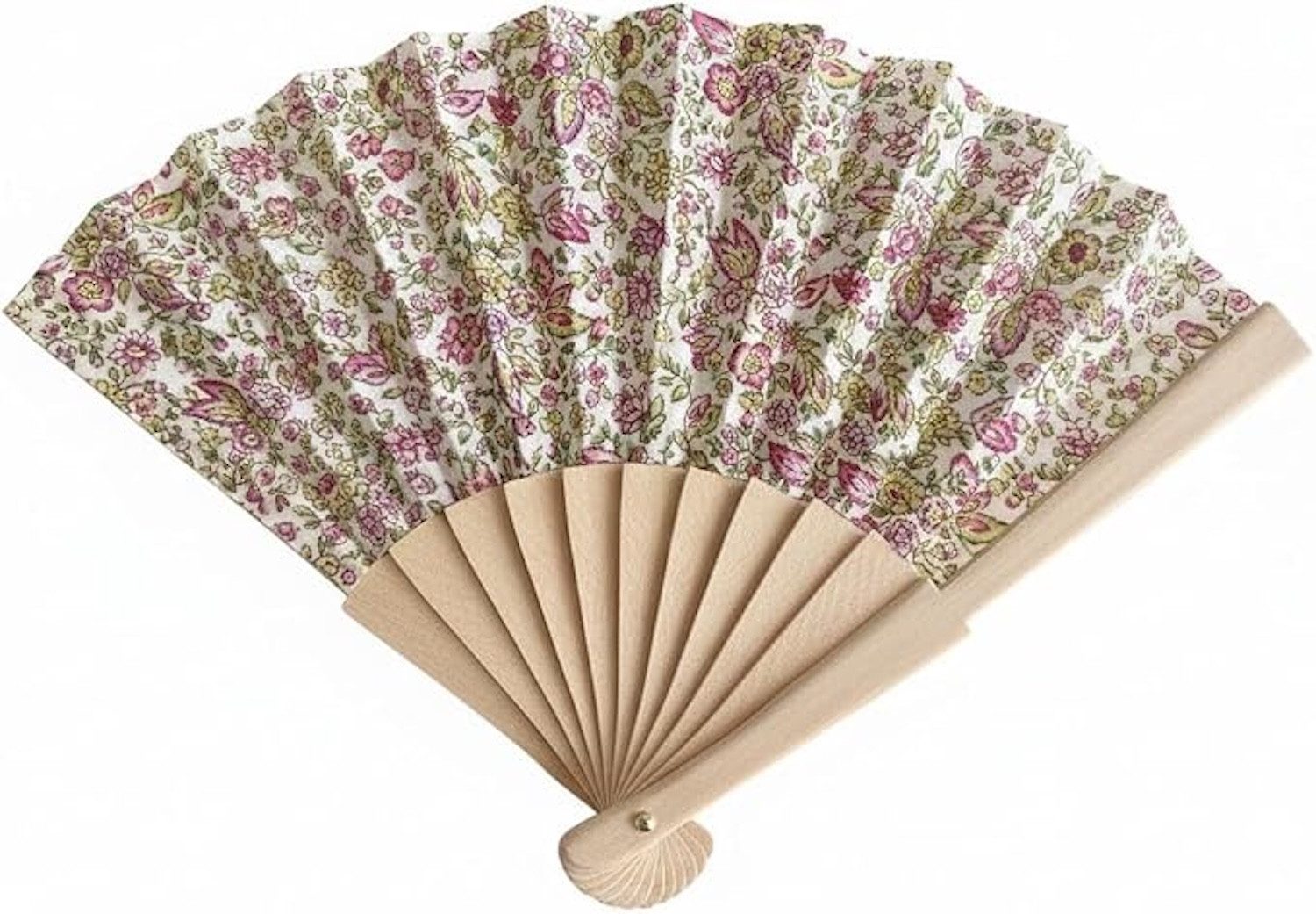 LK Trend & Style Handfächer Blumendesign Faltfächer 21 x 40 cm, 6 Farbvarianten, (Faltbar, Für Hochzeit & Festival, Passt in die Handtasche), Sommerliches Accessoire, Holzgestell