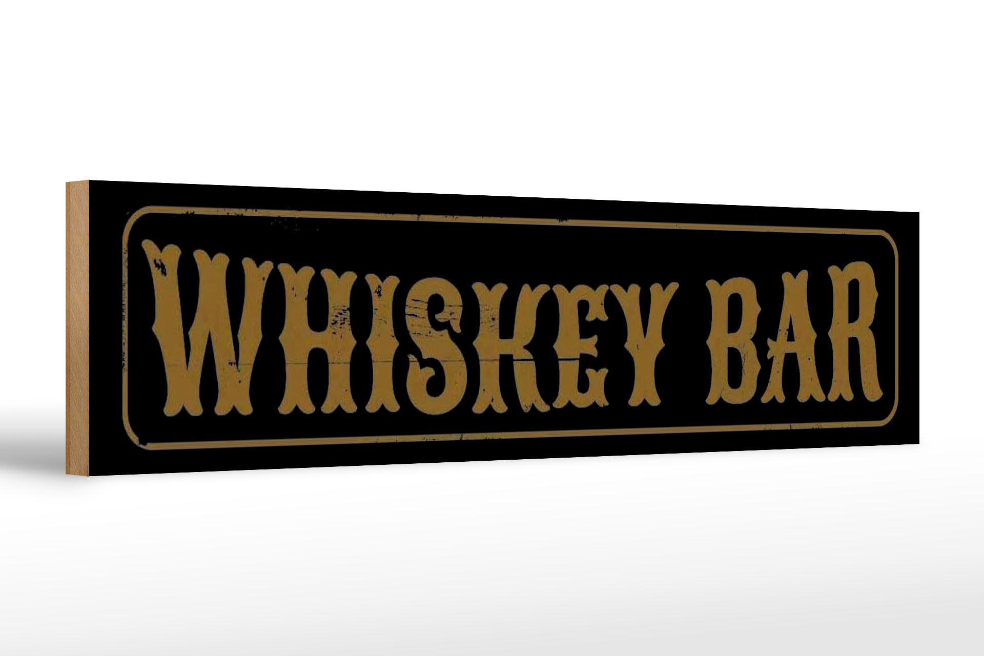 Femer GmbH Holzbild Hinweis 46x10 cm Whisky Bar schwarzes, (1 St), Glatte Holzfaserplatte (MDF), vorn beschichtet