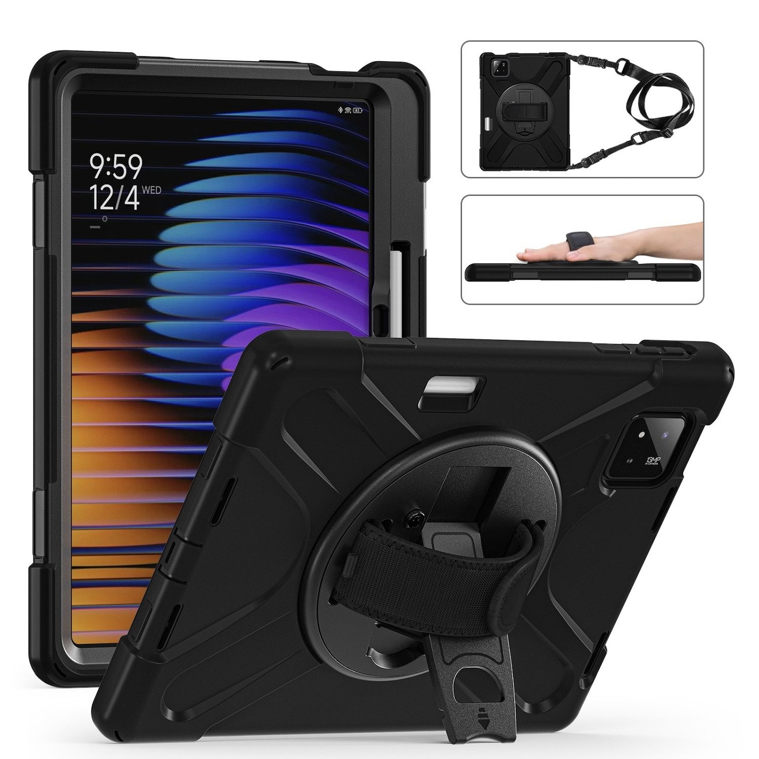Wigento Tablet-Hülle Outdoor für Xiaomi Pad 8 / 8 Pro / Pad 7 / 7 Pro Hybrid Schultergurt