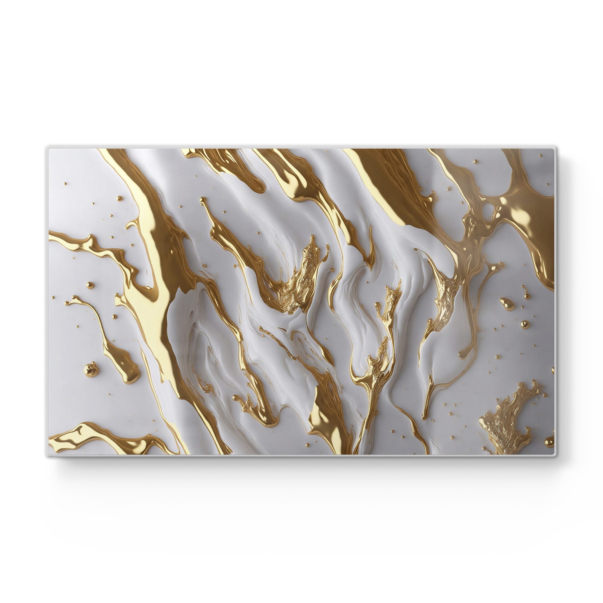 DEQORI Schneidebrett 'Goldene Fließkraft', Glas, Platte Frühstücksbrett Schneideplatte