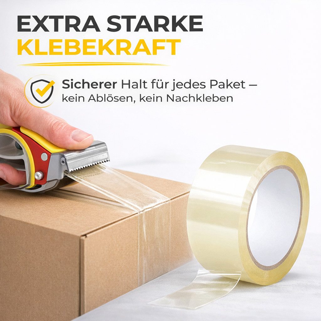 TK Gruppe Klebeband 6x transparentes Klebeband 66 Meter Paketband – Packband (6-St., Set)