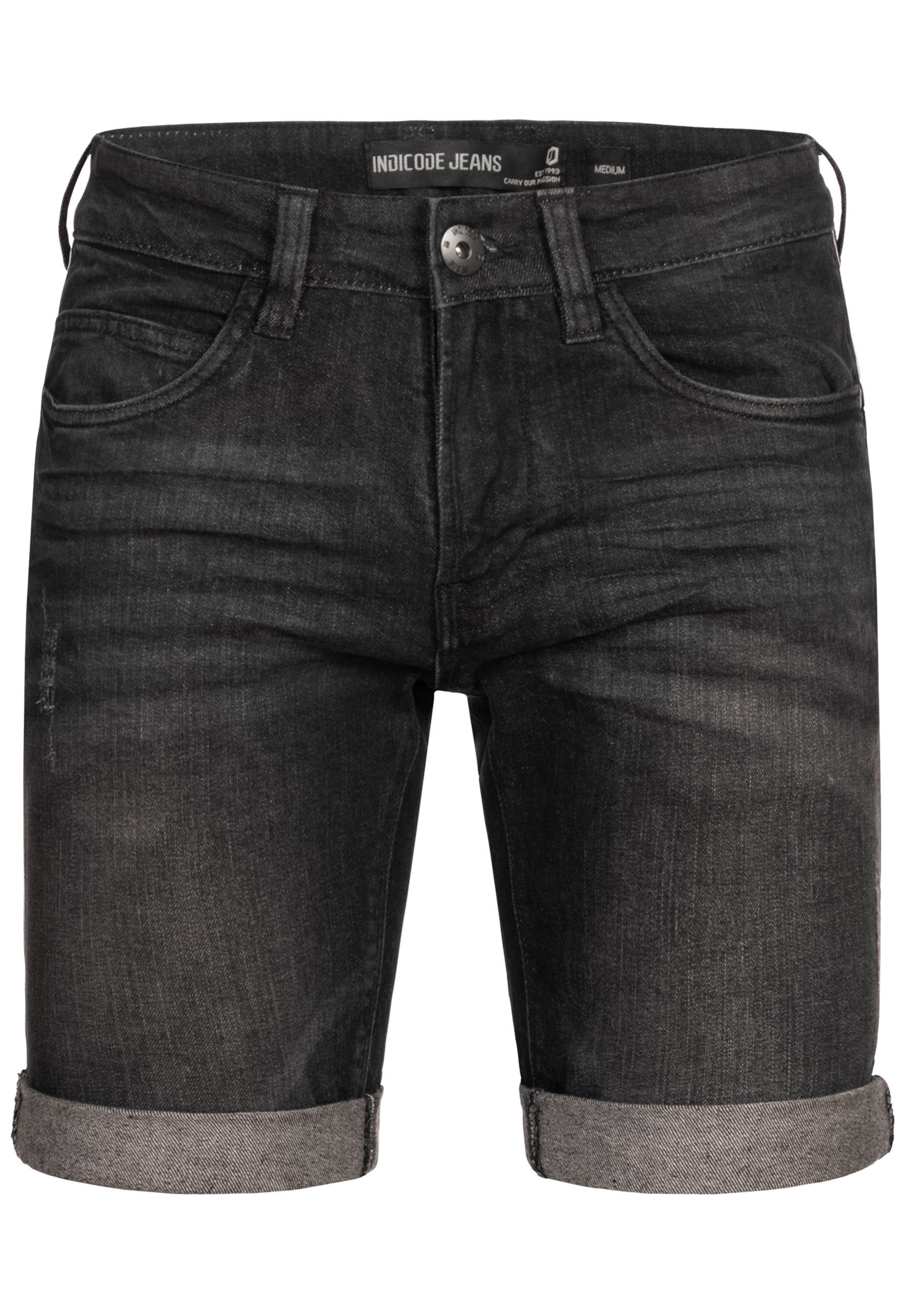Indicode Jeansshorts Fife mit seitlichen Kontraststreifen günstig online kaufen