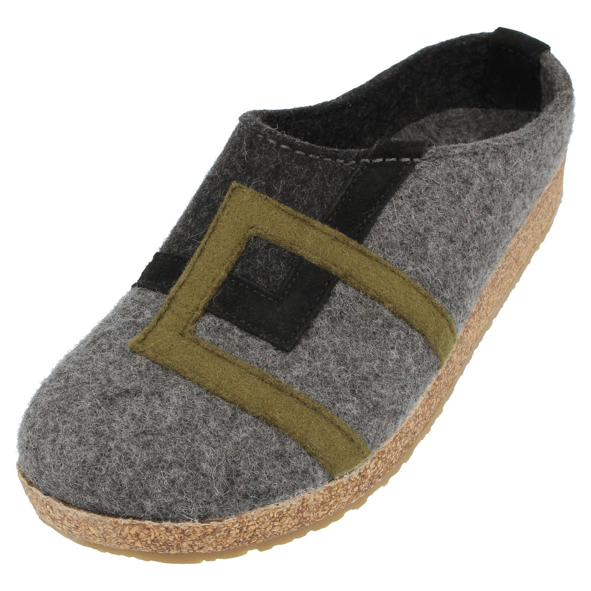 Haflinger LU Filzclog aus reinem Wollfilz mit moderna Applikation Unisex Hausschuh