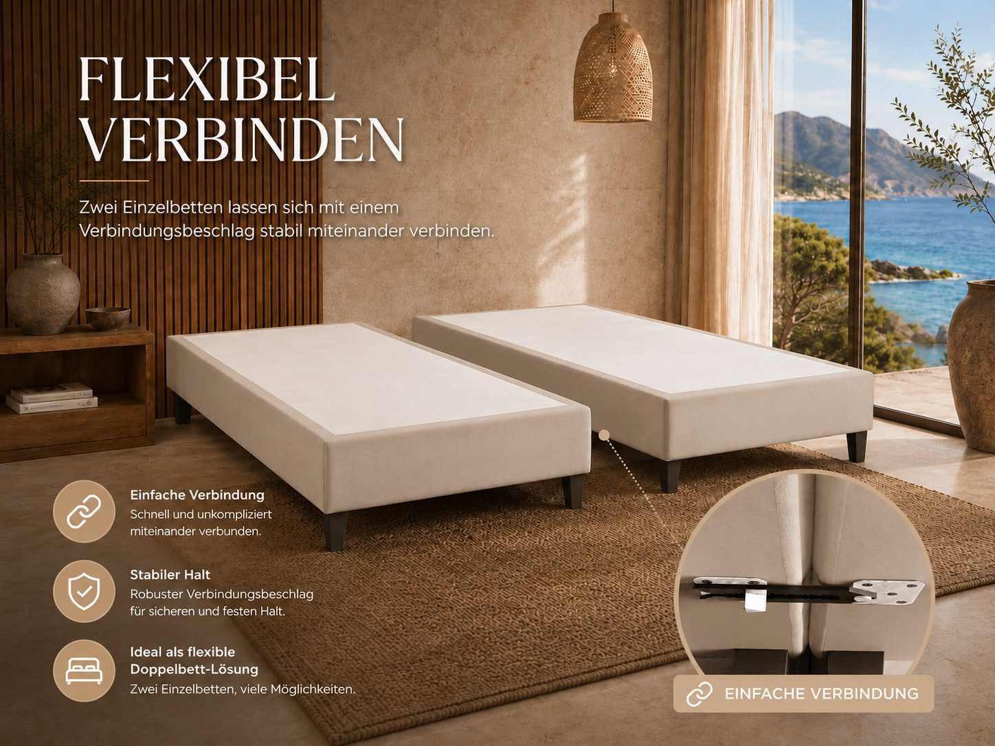 Best for Home Boxspringbett Rahmen – Massivholz, 12 cm Füße, Stabil & Zuverlässig (Seniorebett, Matratze, Jugendbett, Kinderbett, 70x200 80x200 90x200 100x200 c – Bild 4 von 5
