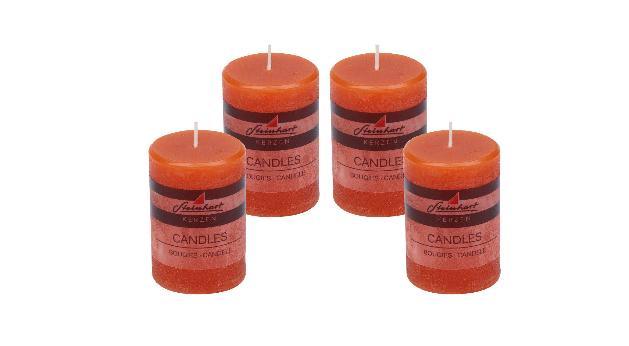 Steinhart Kerzen Adventskerze 4er Set Adventskranzkerzen "Raureif" Dunkelorange 80/58 mm