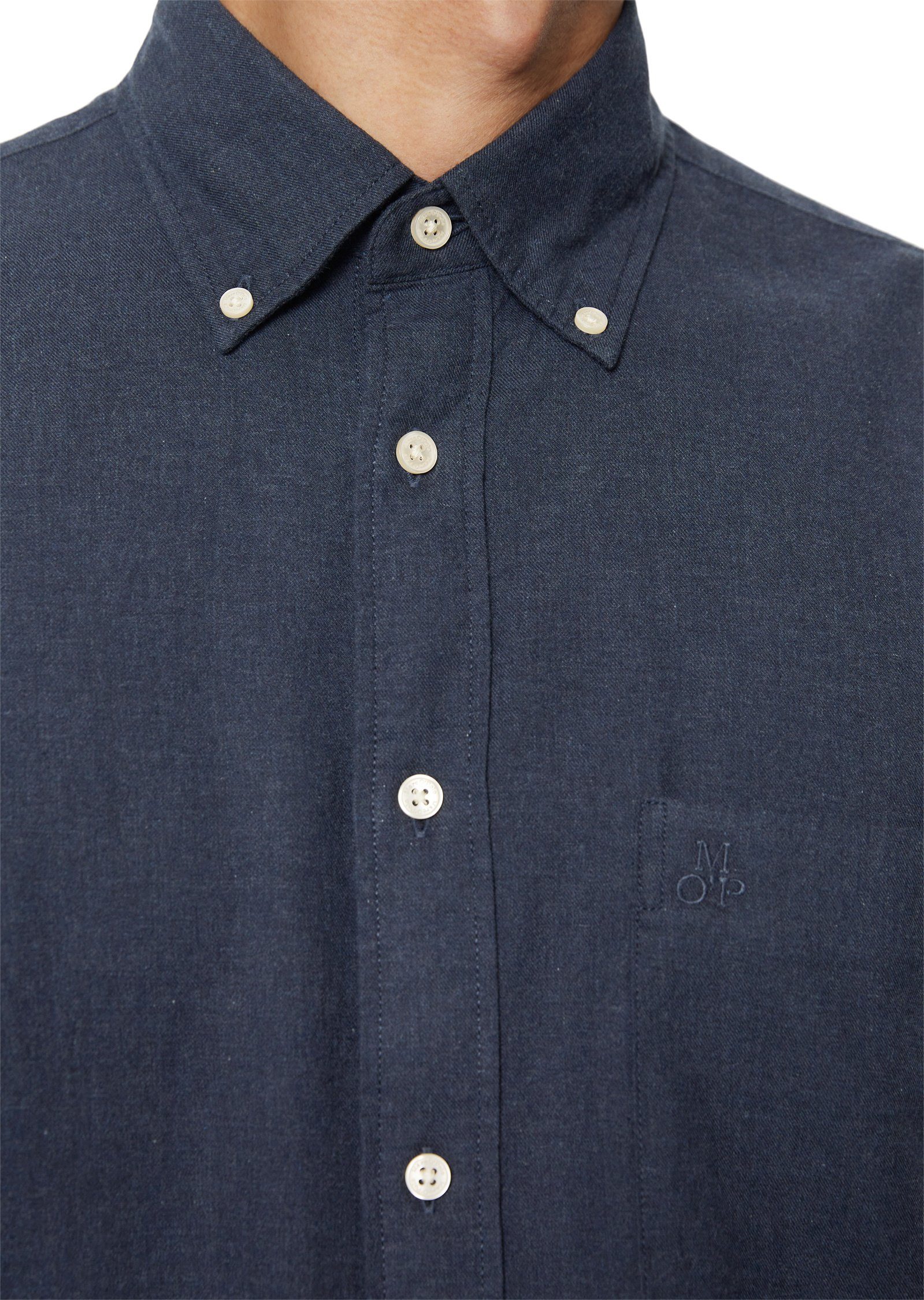 aus Marc Langarmhemd blau weichem O'Polo Bio-Baumwoll-Twill