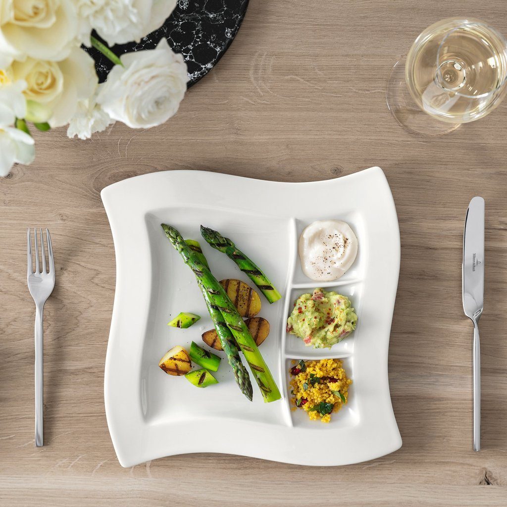 Villeroy & Boch Servierplatte NewWave Grillteller, Porzellan, (1-tlg), Premium Porcelain, mikrow.- & spülm.sicher, Made in Germany