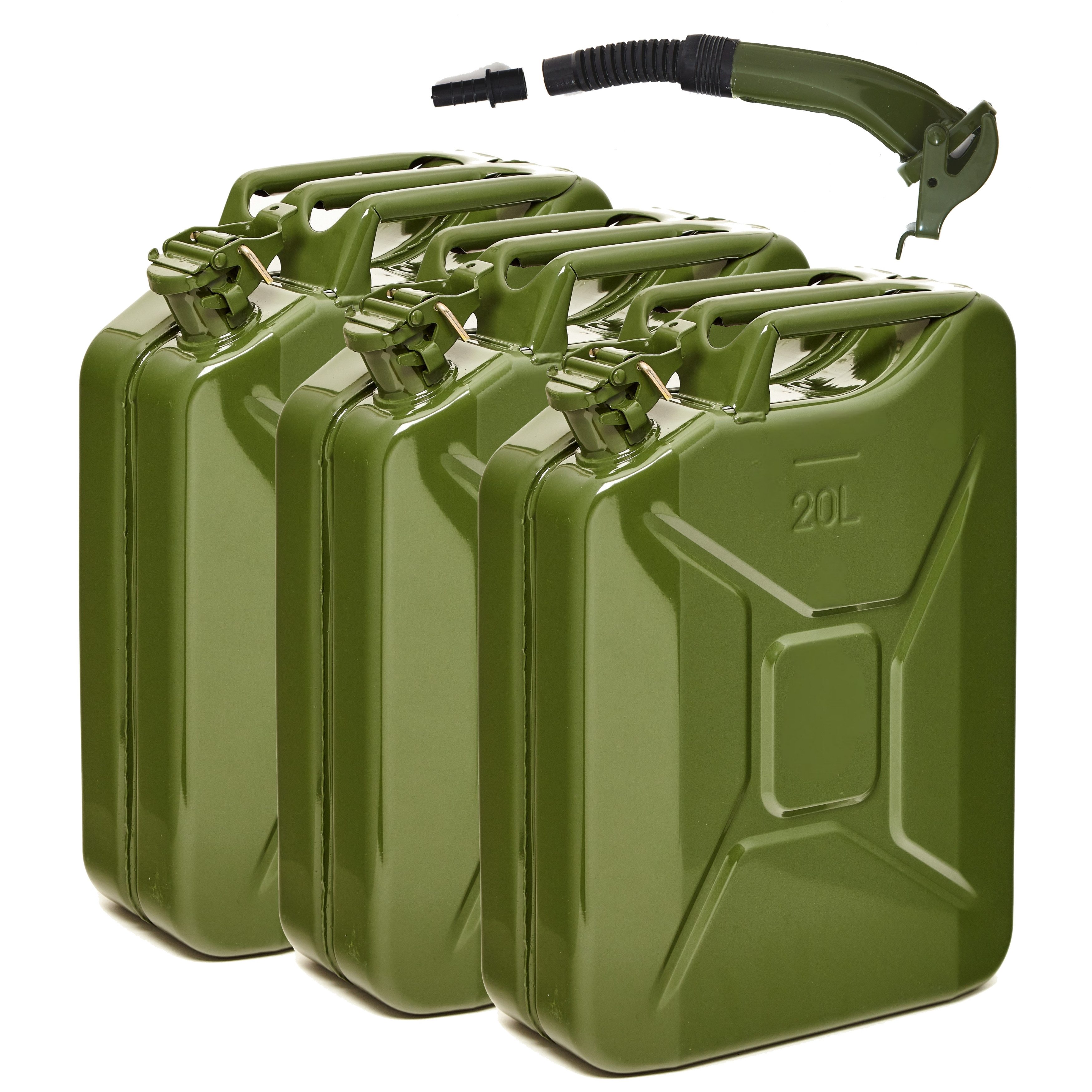 BW Benzinkanister Metall Kraftstoffkanister 20 L mit Ausgießer (mit Ausgießer, Made in Europe), TÜV-geprüft und UN-Zulassung