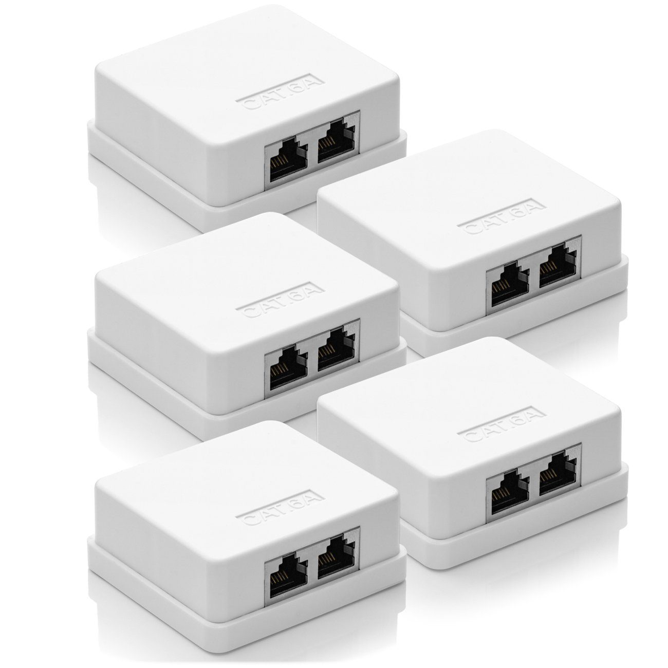 deleyCON deleyCON CAT 6a Netzwerkdose 2x RJ45 Buchse FTP geschirmt Aufputz 5 Netzwerk-Adapter