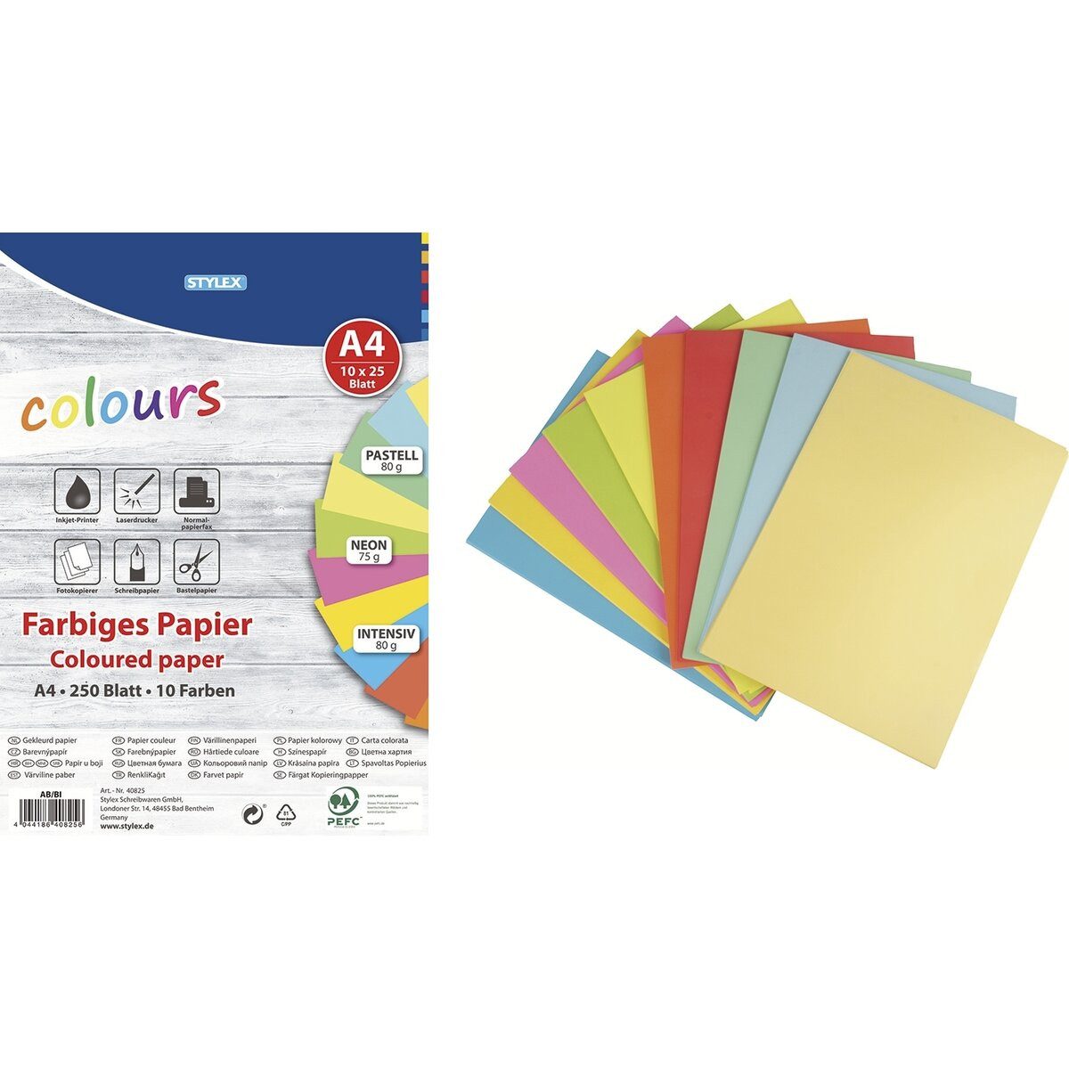 Stylex Schreibwaren Kopierpapier Kopierpapier - A4 75/80 g/qm 250 Blatt sortiert.