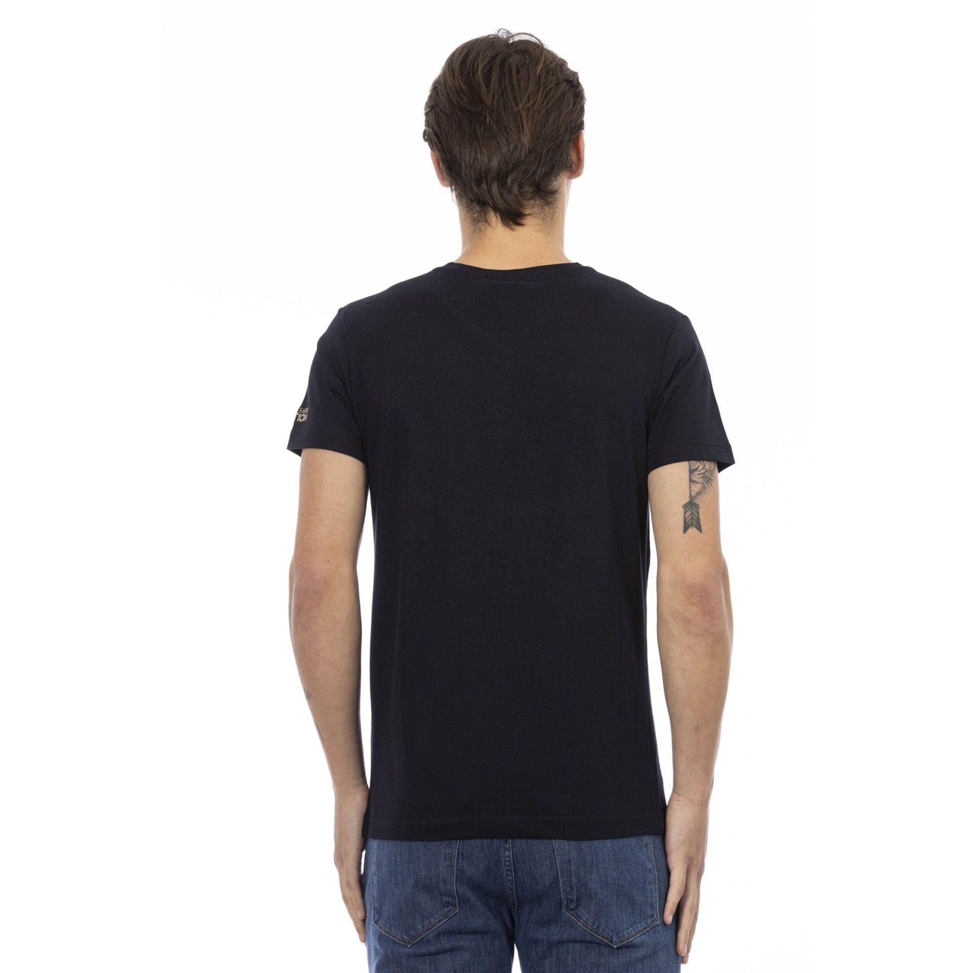 Trussardi T-Shirt Trussardi Action das eine sich subtile, das aber stilvolle Logo-Muster Note durch Schwarz T-Shirts, zeichnet aus, Es verleiht