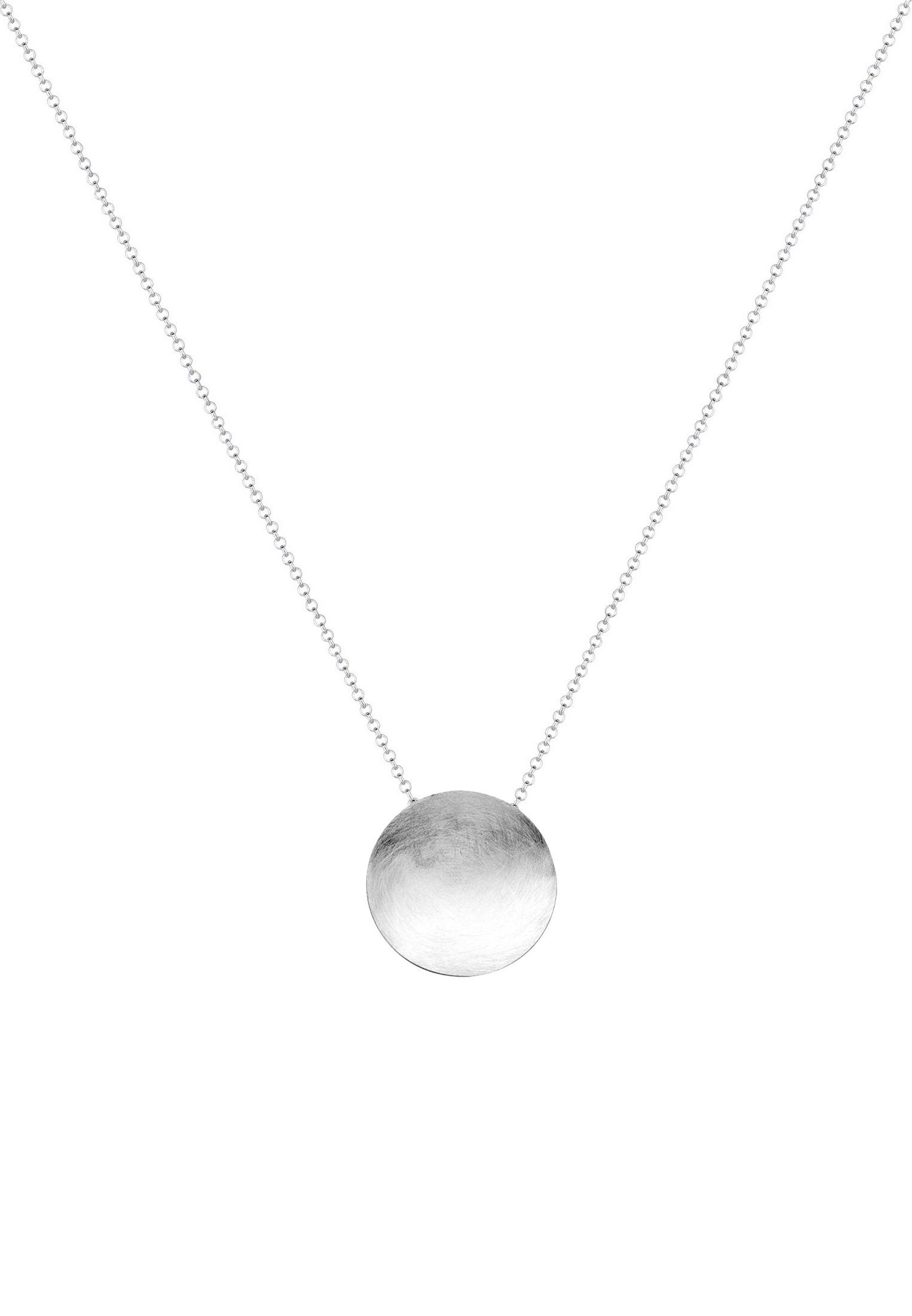Nenalina Kette mit Anhänger Rund Kreis Gebürstet Trendig Collier 925 Silber