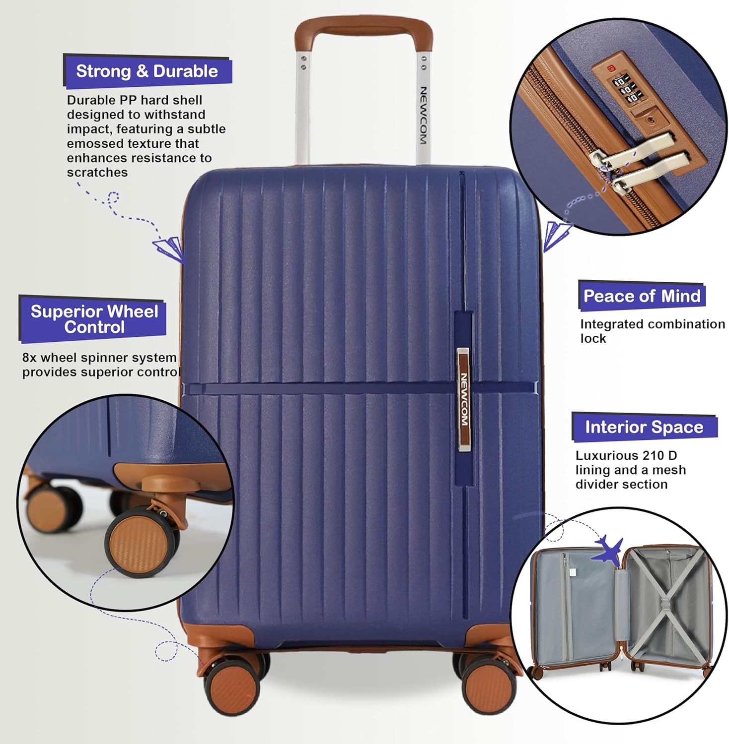 NEWCOM Hartschalen-Trolley Hartschalen-Koffer SET (M, L,XL) aus PP-Polyprop günstig online kaufen
