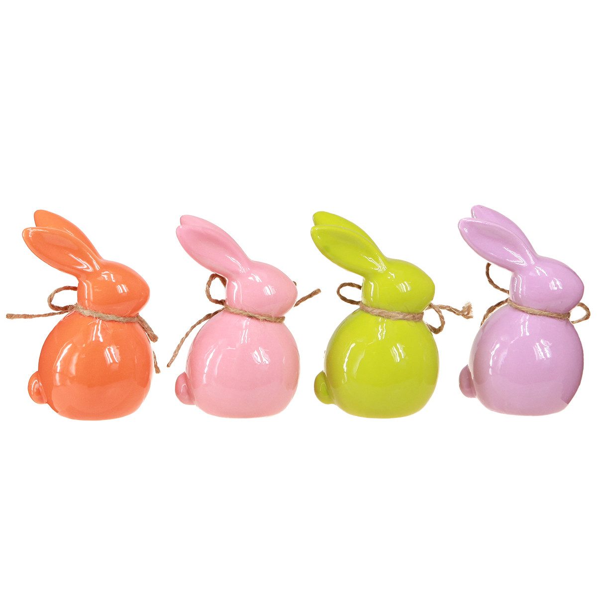 Florists Products Osterhase Keramik Osterhasen Set - Bunte Deko Hasen Frühling 9,5cm, 4 Stk, 4 St