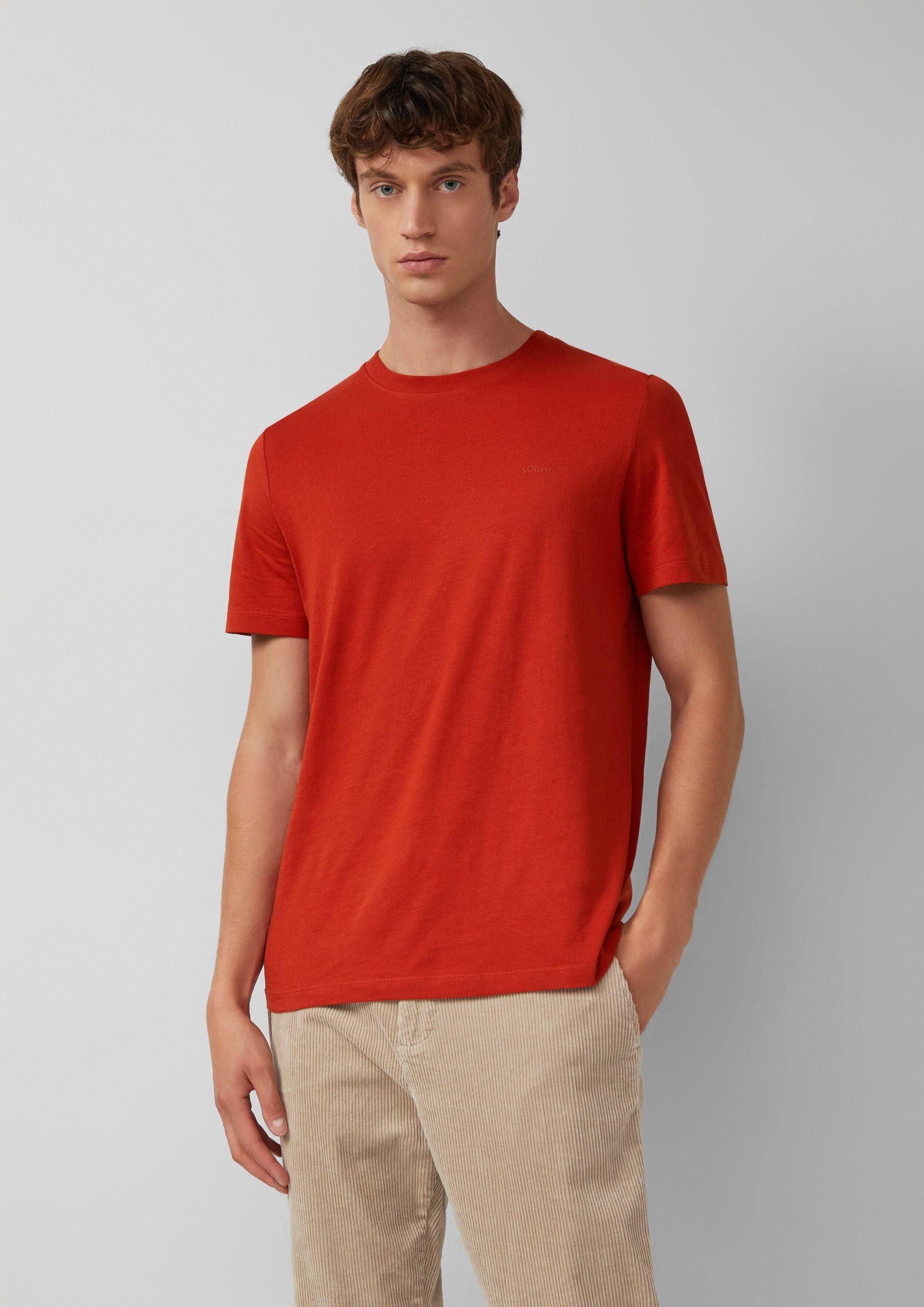 s.Oliver Kurzarmshirt T-Shirt Baumwoll-T-Shirt mit Logo-Print günstig online kaufen