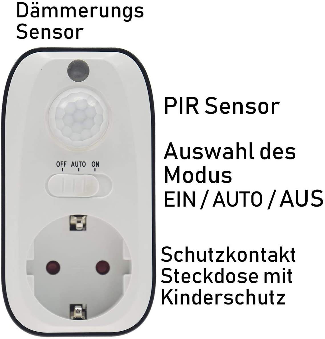 ChiliTec Bewegungsmelder Zwischenstecker Steckdose mit Bewegungsmelder LED Lampen Leuchten