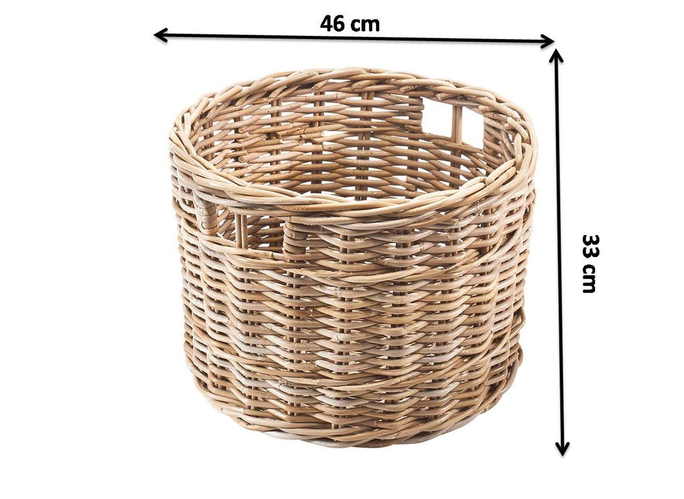 Kobolo Aufbewahrungskorb Rattankorb rund Kubu grau günstig online kaufen