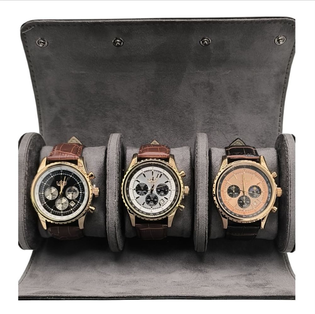 Quarzuhr Geschenkset Uhrenrolle inkl 3x Lige 8989 Uhren Sportlich Chrono