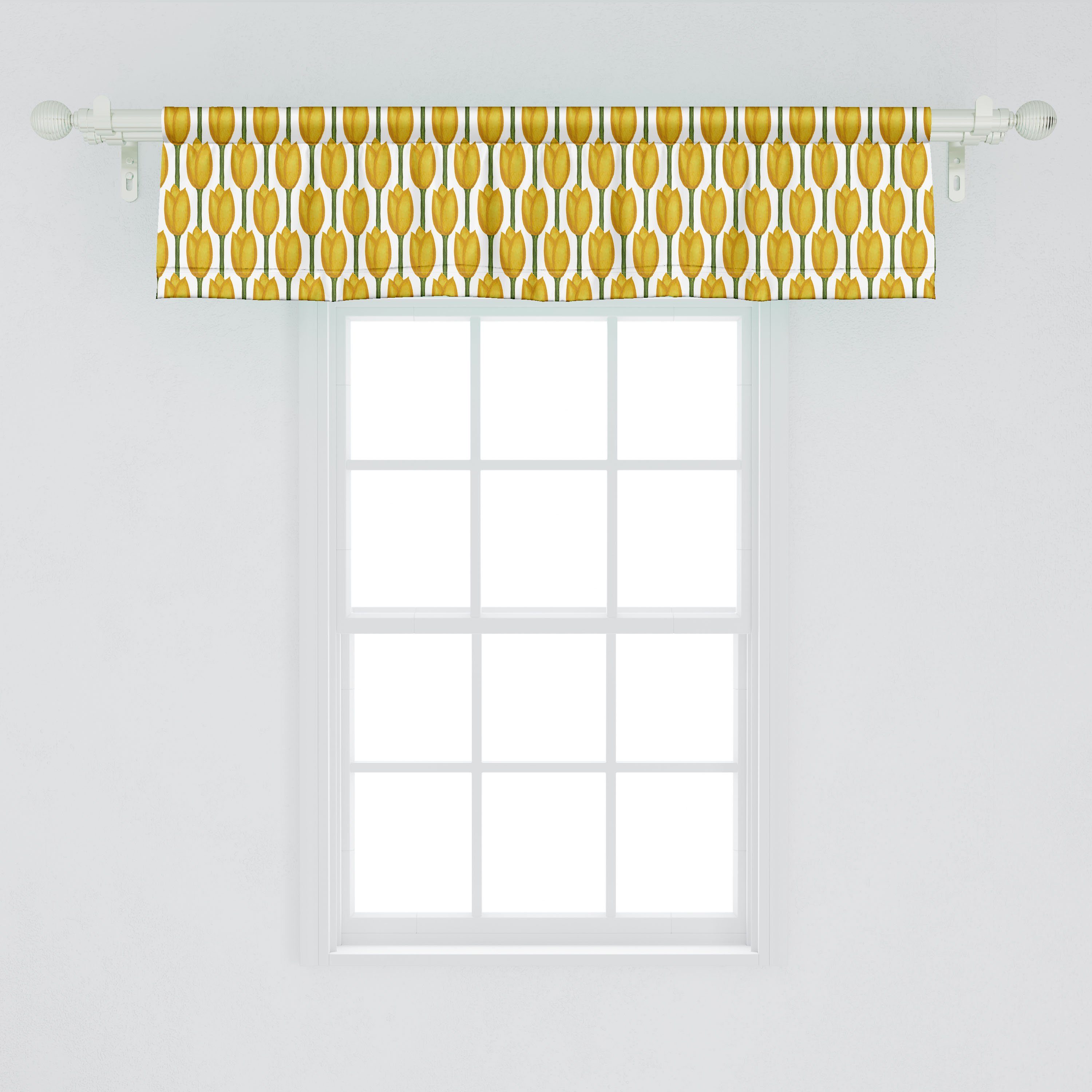 Blumen Dekor Küche Scheibengardine mit Vorhang Aquarell-Effekt Abakuhaus, Tulpen für Stangentasche, Schlafzimmer Volant Microfaser,