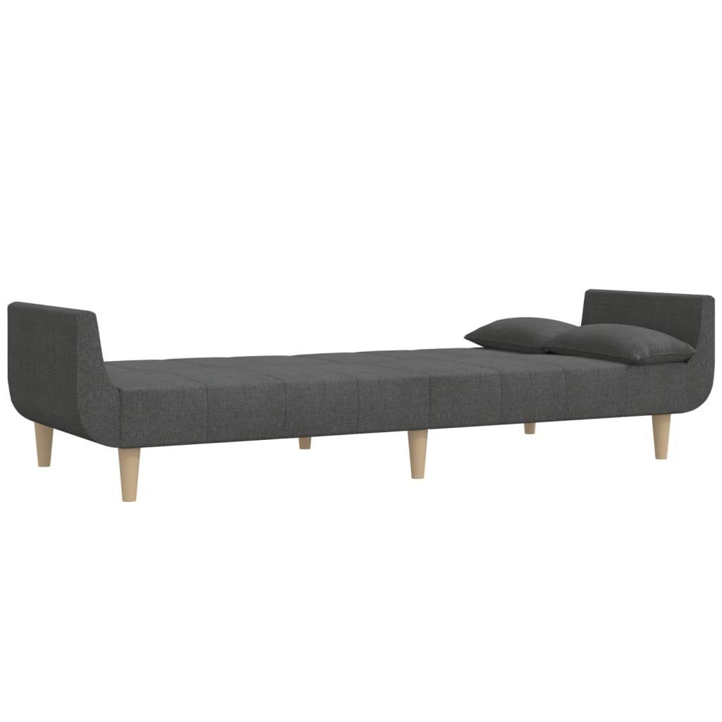 mit 2 Schlafsofa vidaXL Sofa Dunkelgrau 2-Sitzer Stoff Kissen