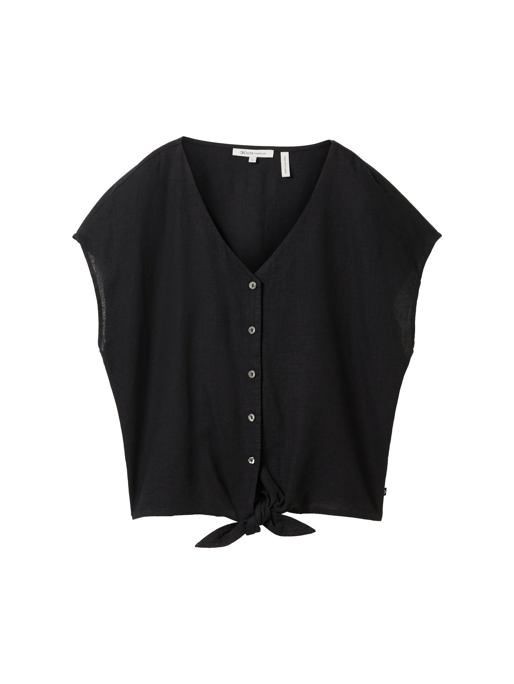 TOM TAILOR Denim Kurzarmbluse Leinenbluse mit günstig online kaufen