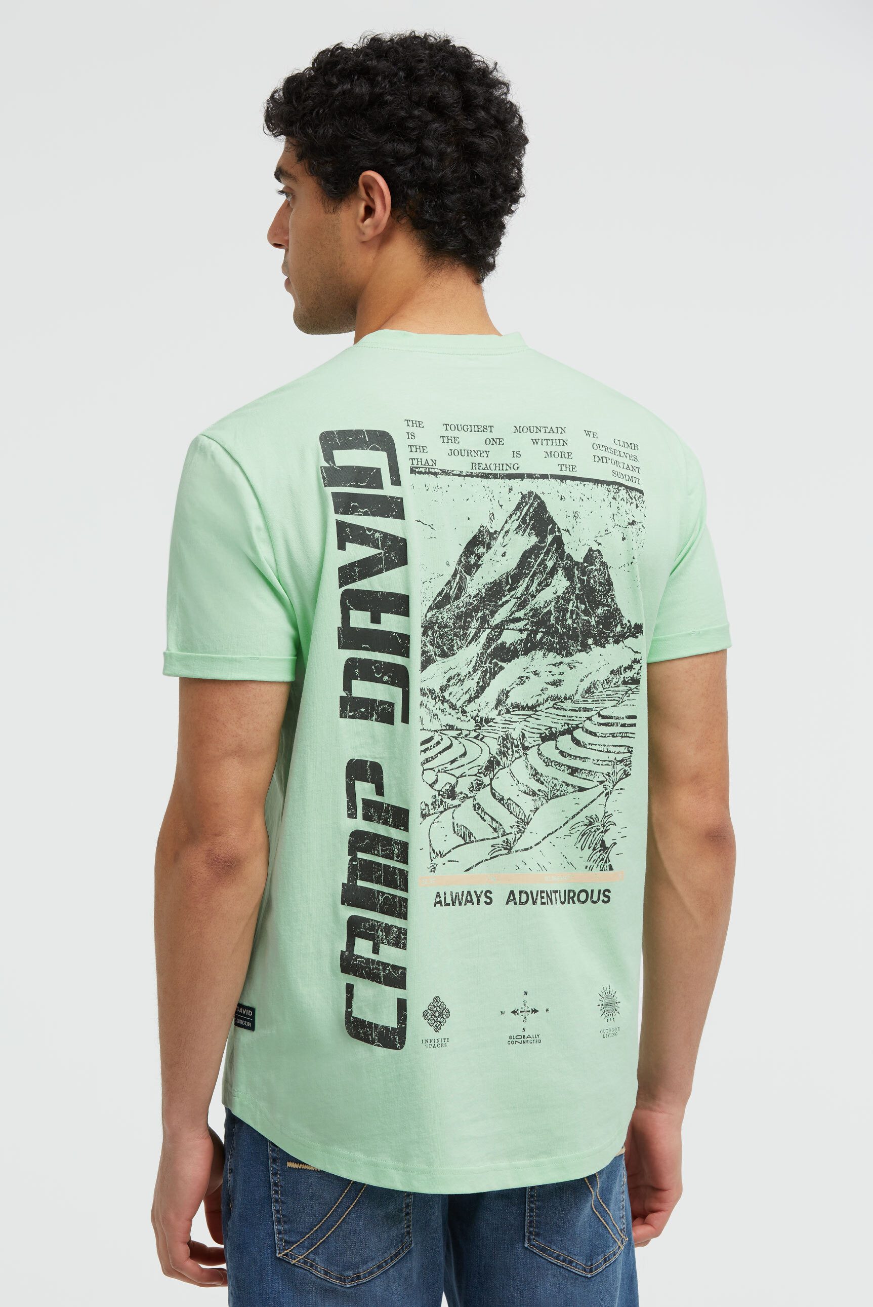 CAMP DAVID Rundhalsshirt mit fixierten Turn-Up-Ärmeln