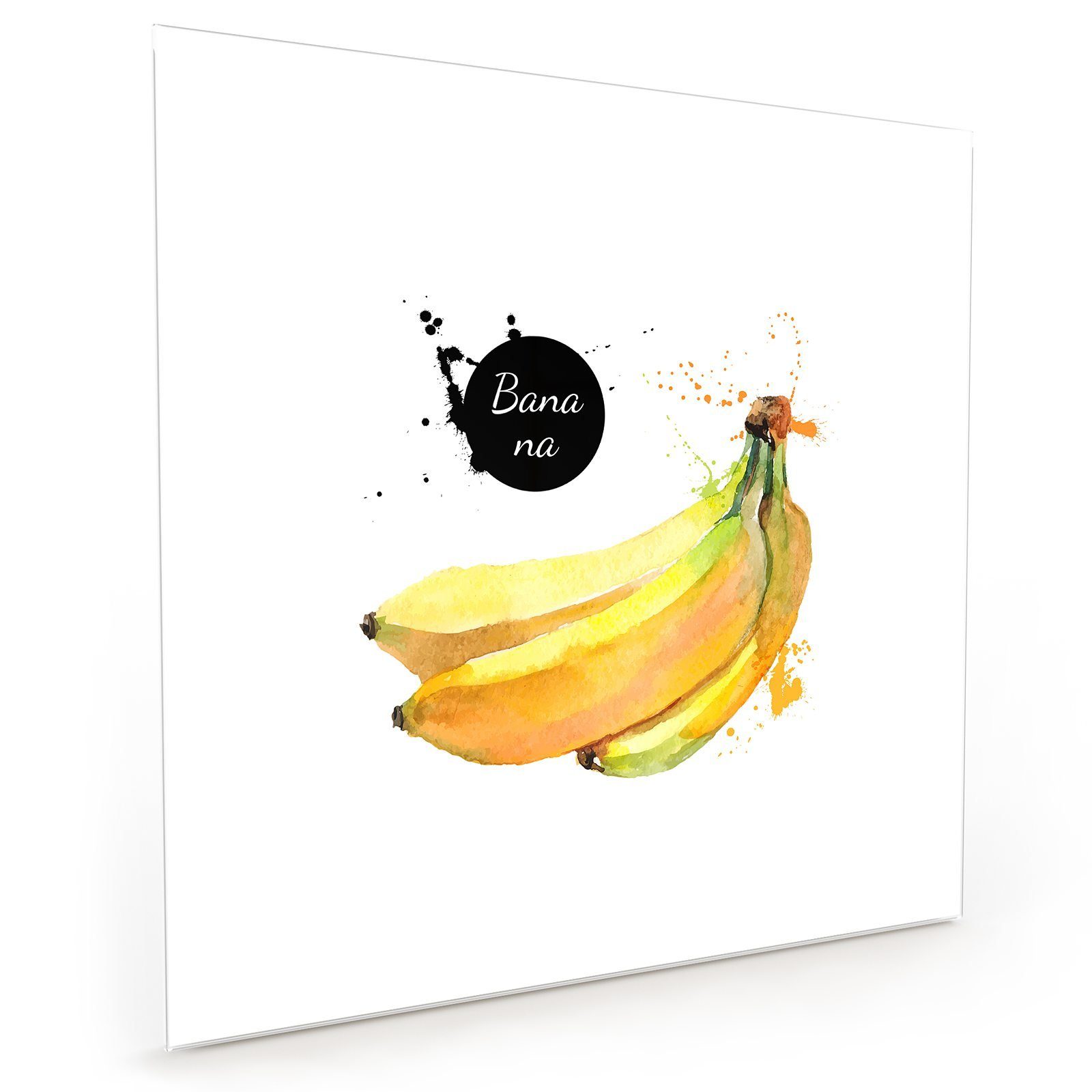 mit Glas Küchenrückwand Bananen Spritzschutz Primedeco Aquarellmalerei
