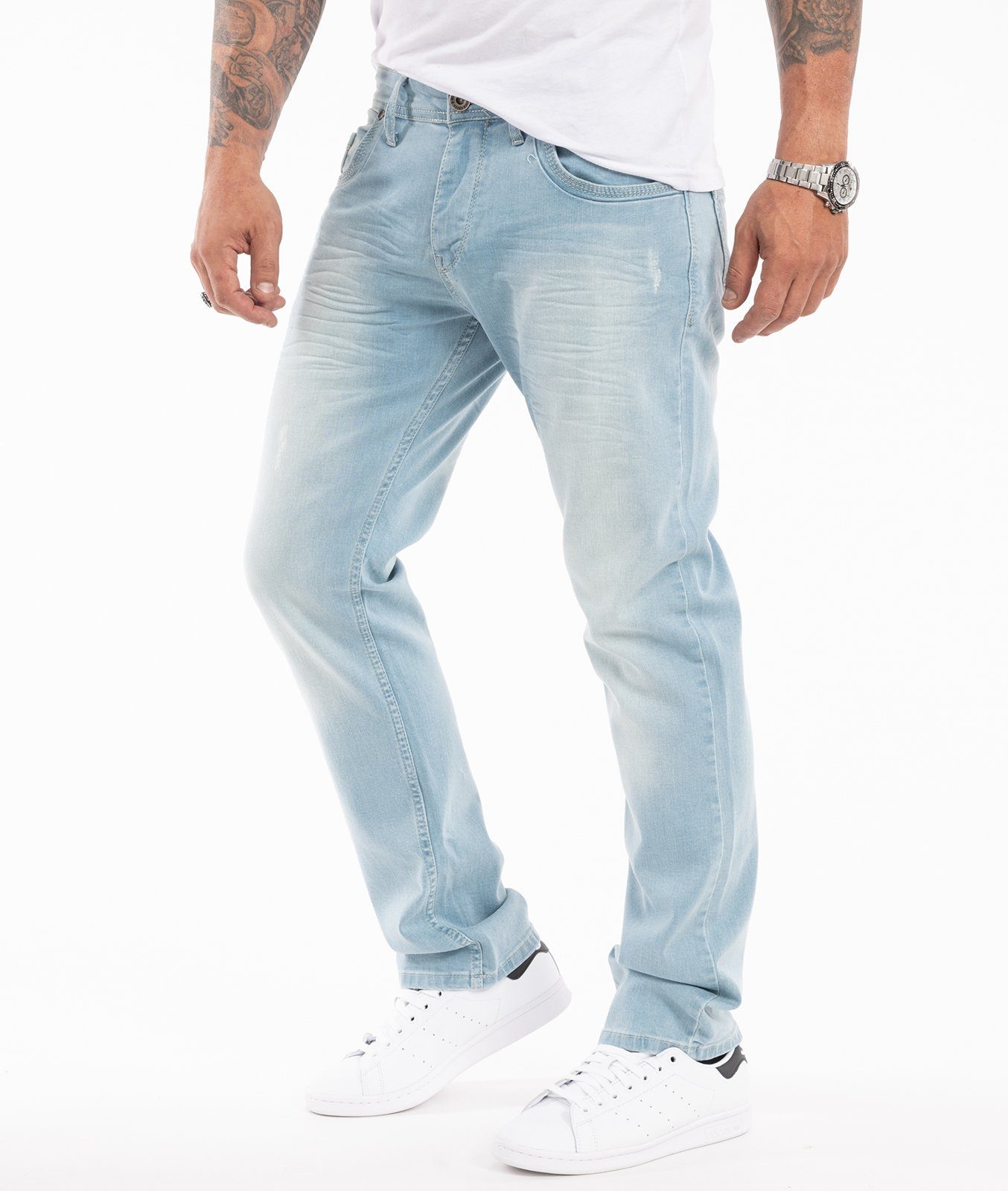 Rock Creek Regular-fit-Jeans Herren Jeans Stonewashed Hellblau RC-331 günstig online kaufen
