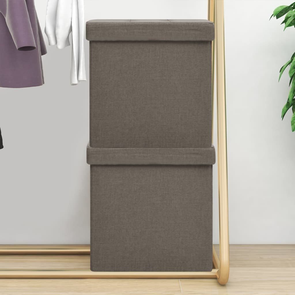 vidaXL Stauraumhocker aus MDF mit Stoffbezug in Taupe. Abmessungen (BxHxT) 38x38x38 cm (2er Set)