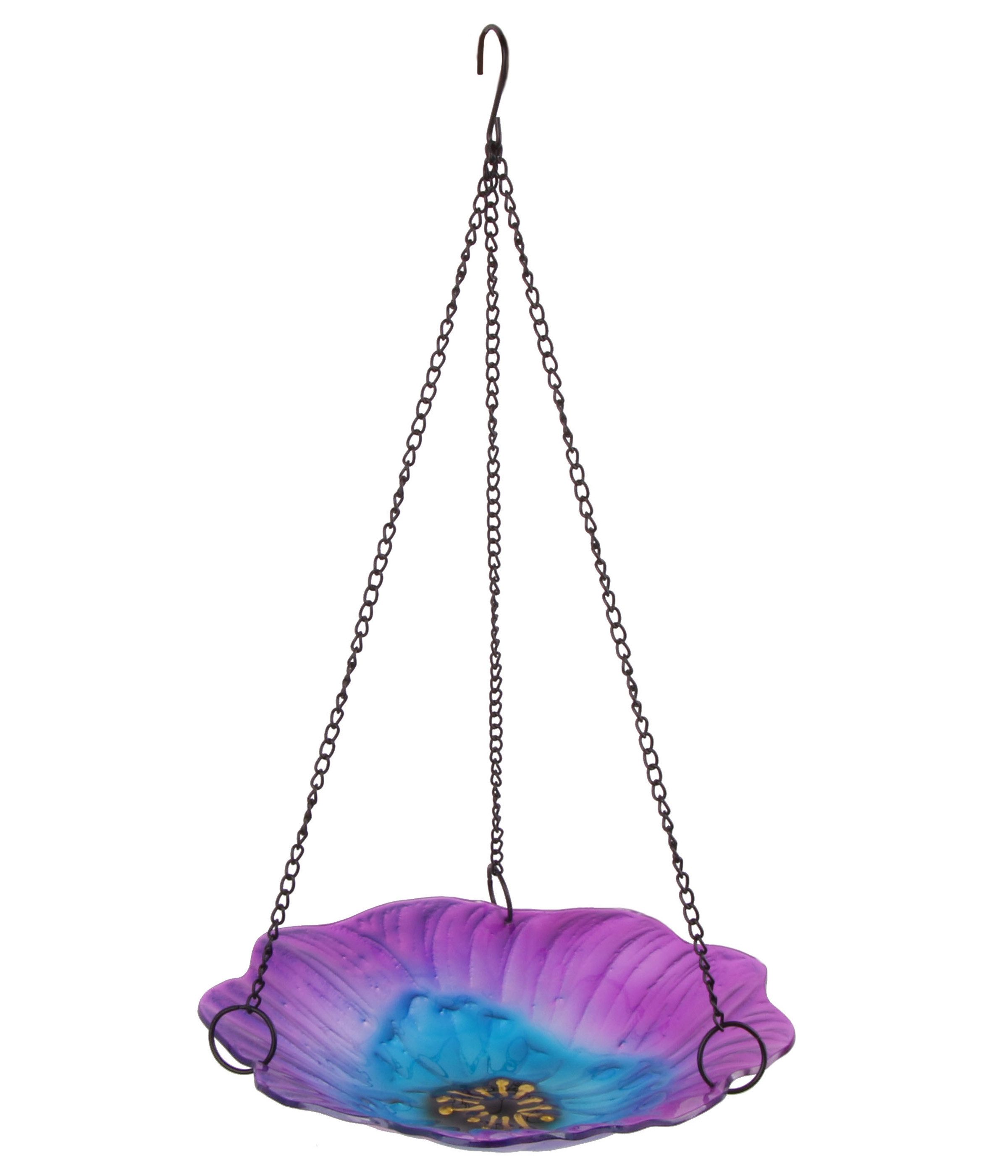 Vogelhaus Bonito, hängendes Vogelbad, Ø 26 cm, Höhe 49 cm, Glas / Metall