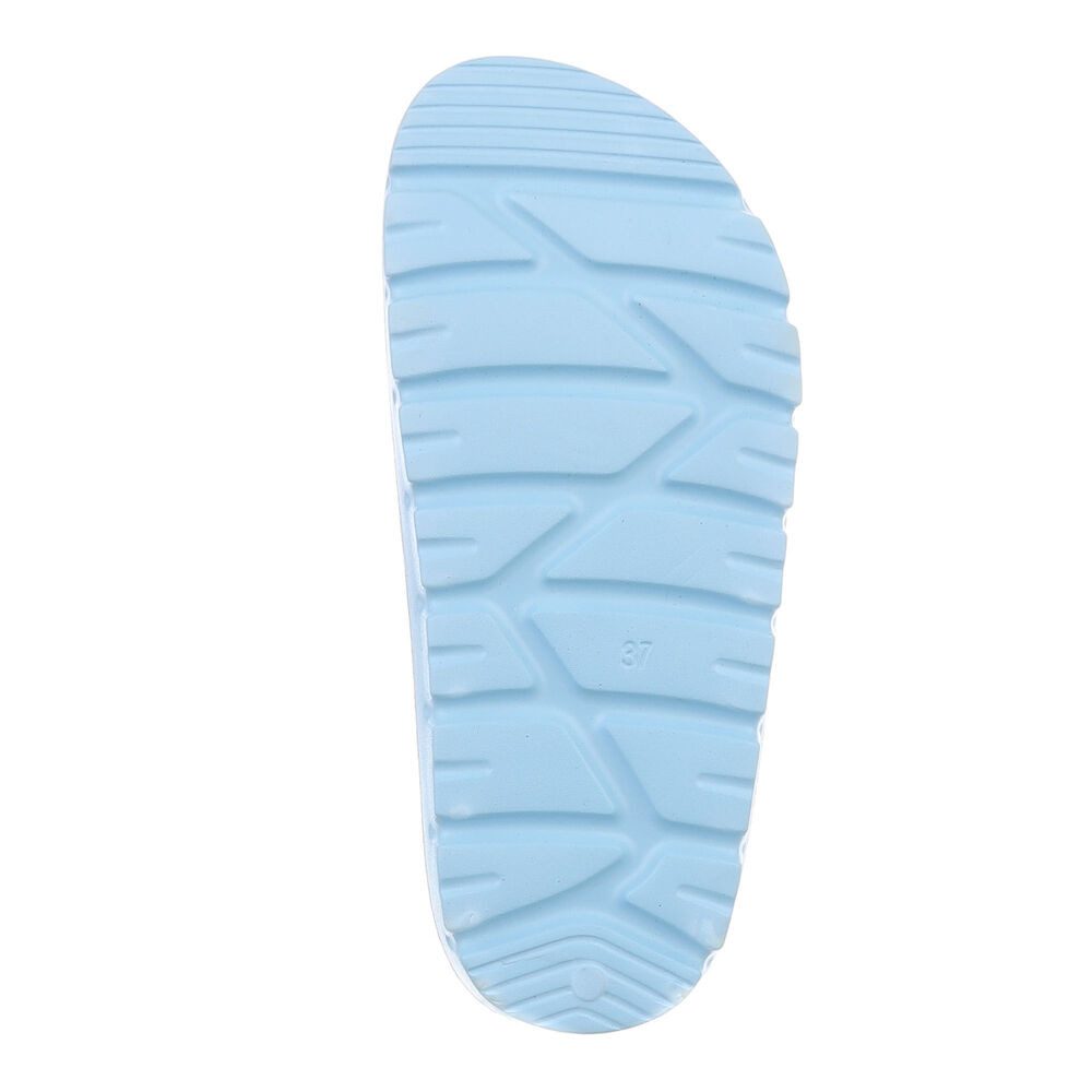 Ital-Design Damen Mules Strand Plateausandaletten (86192911) Flach Pantoletten in Hellblau