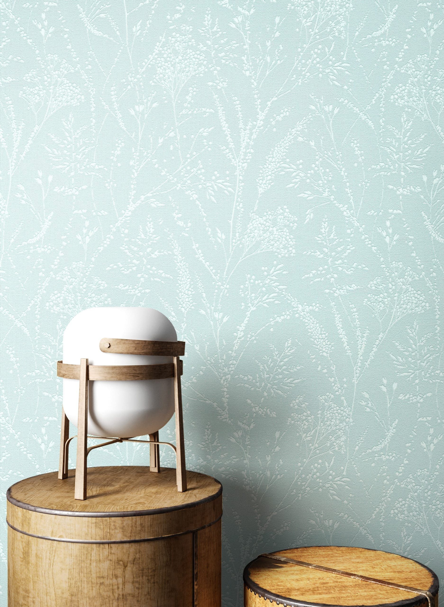 Newroom Vliestapete Äste Türkis Tapete Ästetapete Äste,Blätter,Blumen, Türkis Tapete Floral Äste - Ästetapete Blumentapete Hellblau Blau Romantisch 3D Optik Blätter Blumen für Schlafzimmer Wohnzimmer Küche, Blumentapete