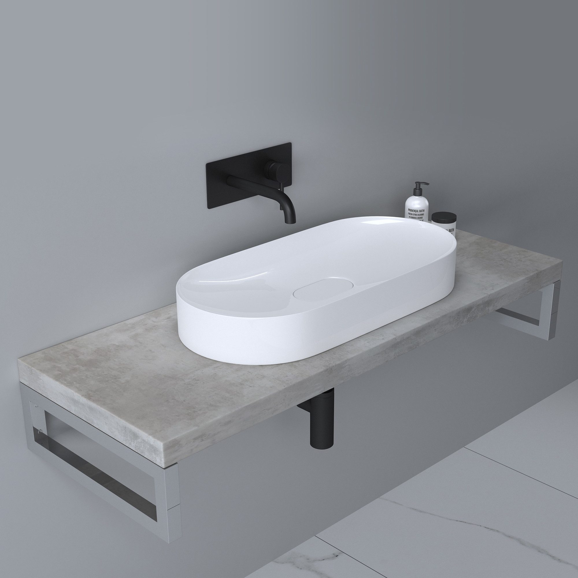 Mai & Mai Waschtischplatte Holzplatte Badezimmer Inkl. 2x Edelstahl Konsolenträger – Bild 5 von 5
