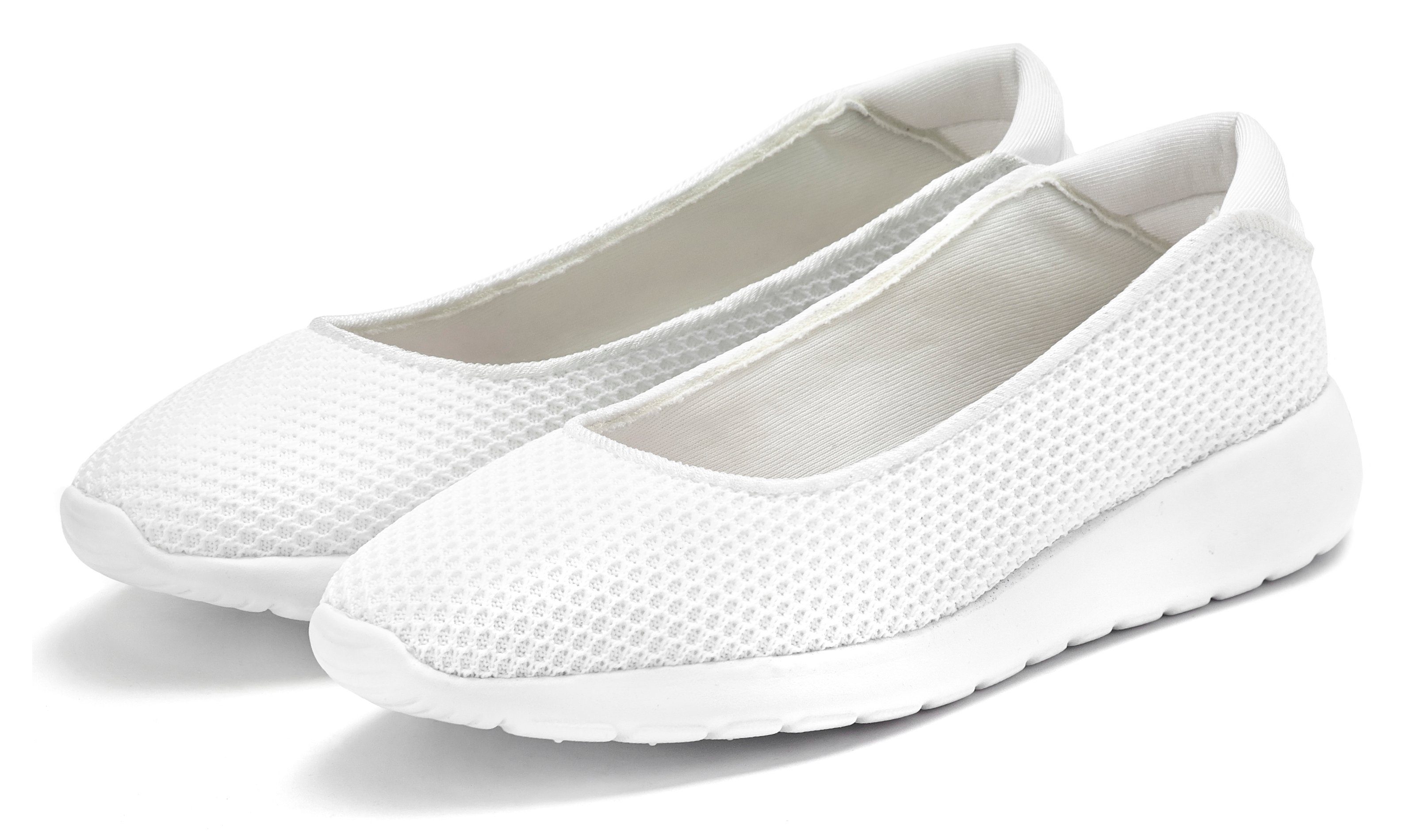 LASCANA Freizeitschuh, Slipper, Halbschuh, Ballerina zum Reinschlüpfen, leichte Mesh-Optik VEGAN