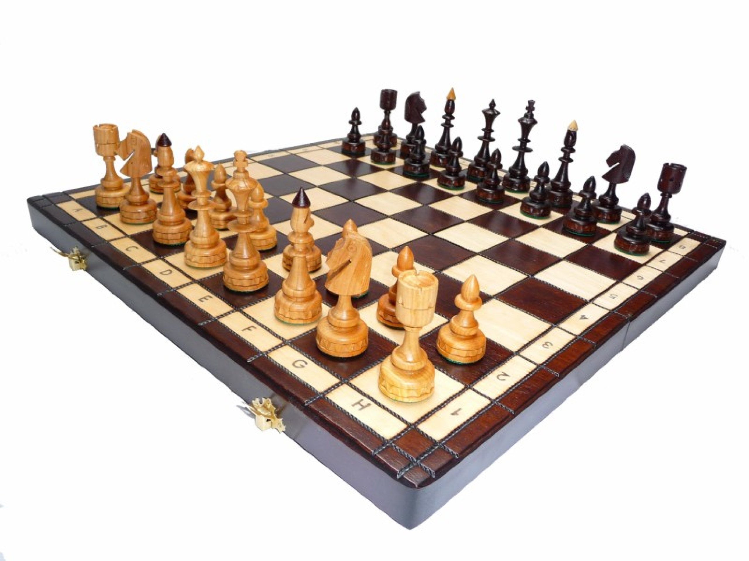 Holzprodukte Spiel Sehr edles Schach Schachspiel 48 x 48 cm Kirschbaum Holz Neu