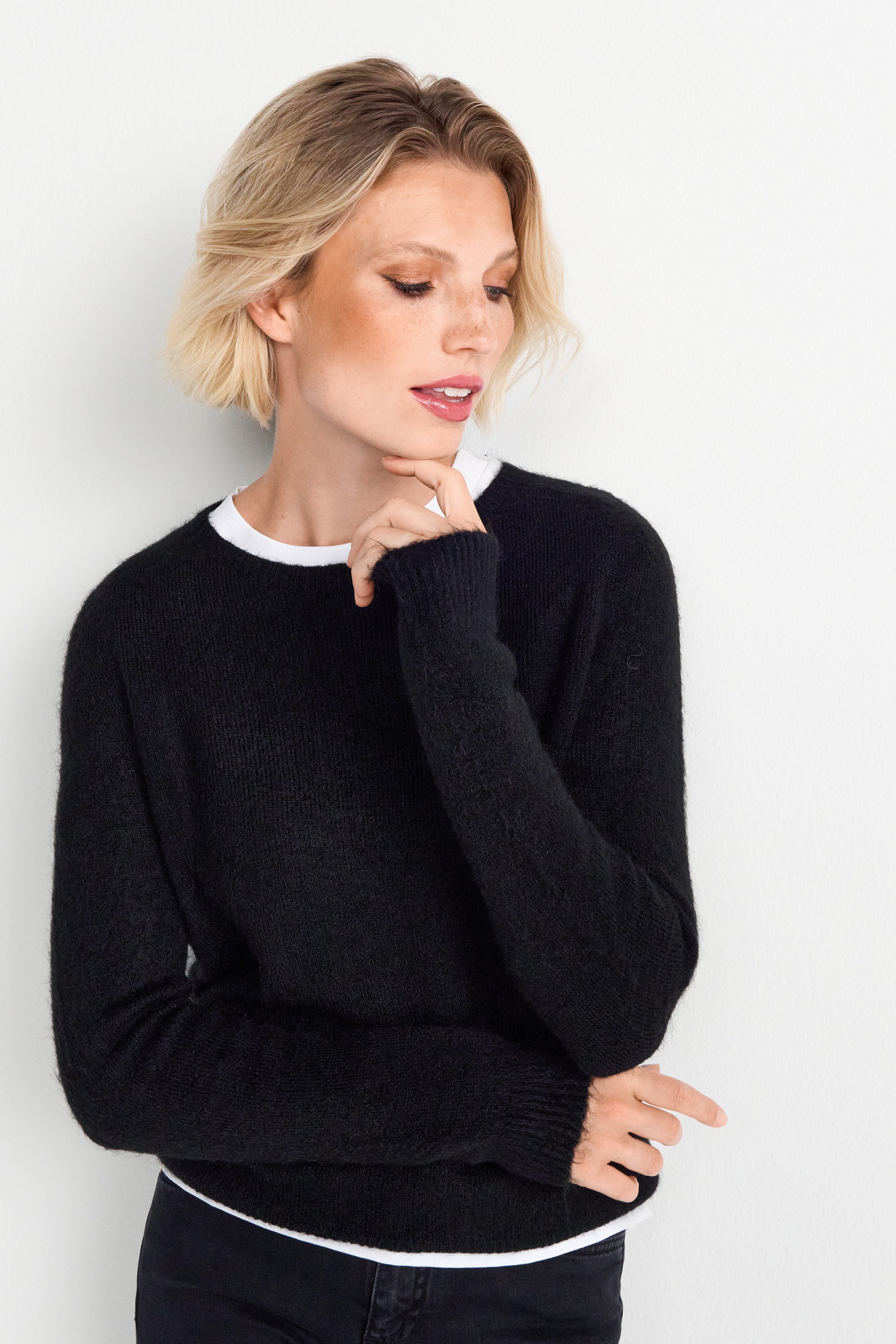 RICHROYAL Rundhalspullover in flauschiger Qualität günstig online kaufen