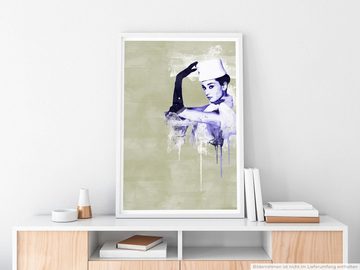 Sinus Art Leinwandbild Audrey Hepburn II 90x60cm Paul Sinus Art Splash Art Wandbild als Poster ohne Rahmen gerollt