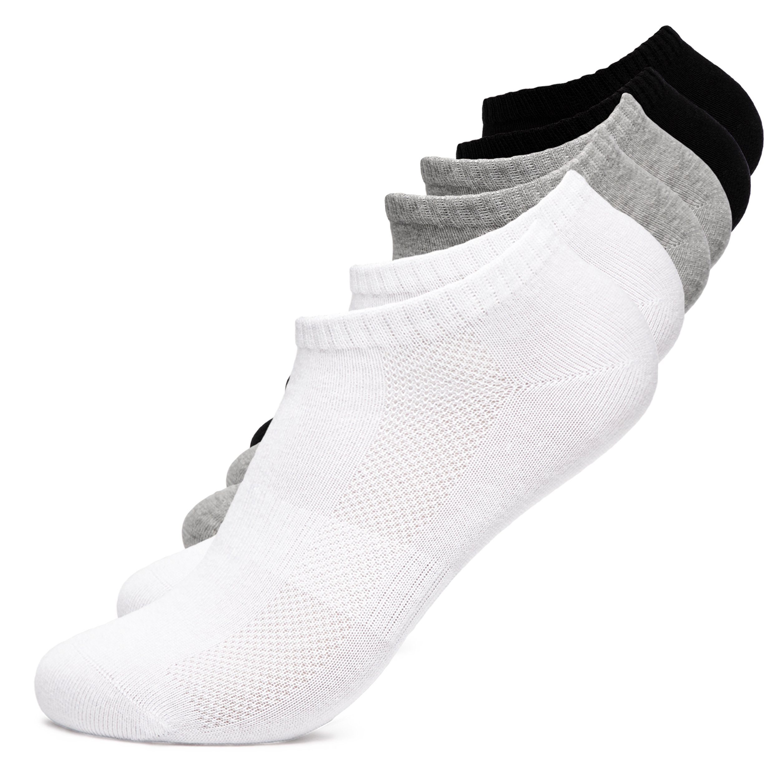 OCCULTO Sneakersocken Damen Sneaker Socken aus Bio-Baumwolle 6er Pack (Modell: Jana) (6-Paar) BlkGryWht
