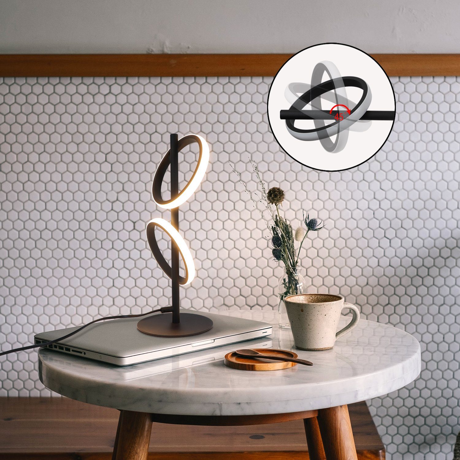ZMH LED Tischleuchte Schwarz/Weiß Whonzimmer Modern günstig online kaufen