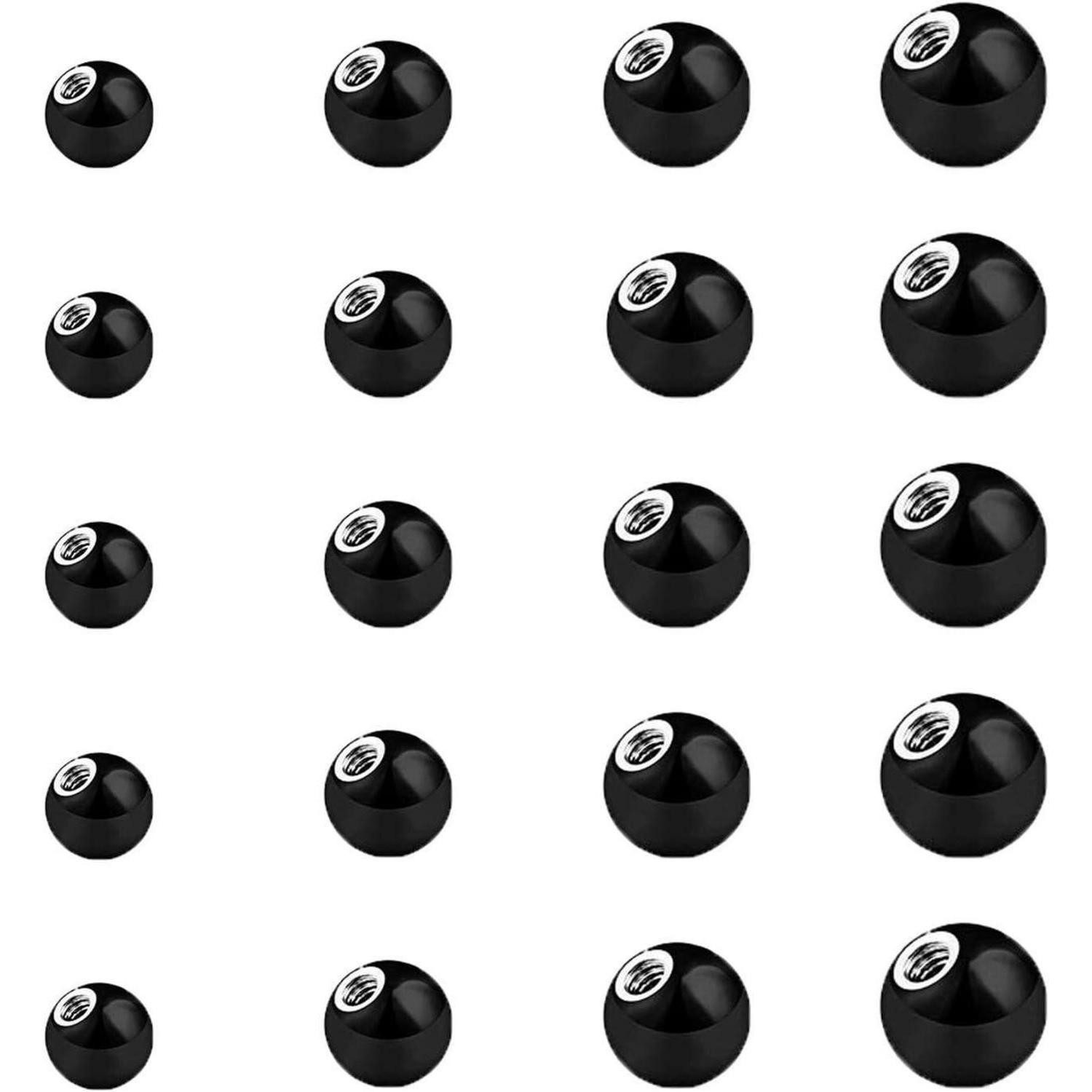 LuxusKollektion Nasenpiercing Piercing Kugeln Silber 1,2mm 1,6mm 3mm Nase Lippe Schwarz