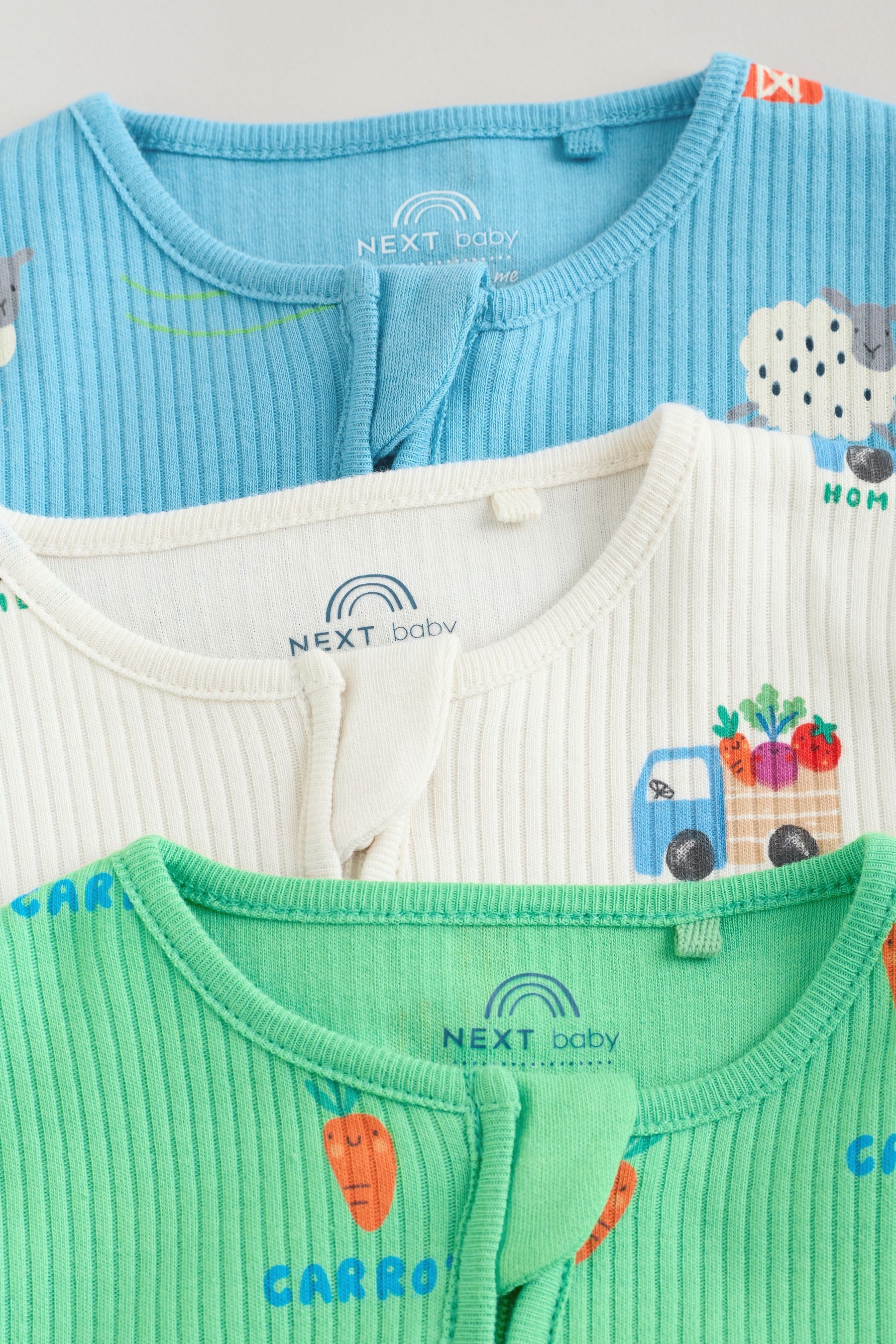 Next Schlafoverall Babyschlafanzüge mit Zweiwege-RV, 3er-Pack (3-tlg) – Bild 3 von 5