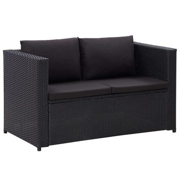 vidaXL Gartenlounge-Set 3-tlg. Garten-Lounge-Set mit Auflagen Poly Rattan Schwarz, (3-tlg)