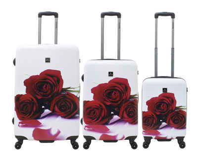 Saxoline® Koffer Saxoline Spinner 4 Rollen TSA Gr. S/M/L/SET Red Roses, 4 Rollen, TSA-Zahlenschloss