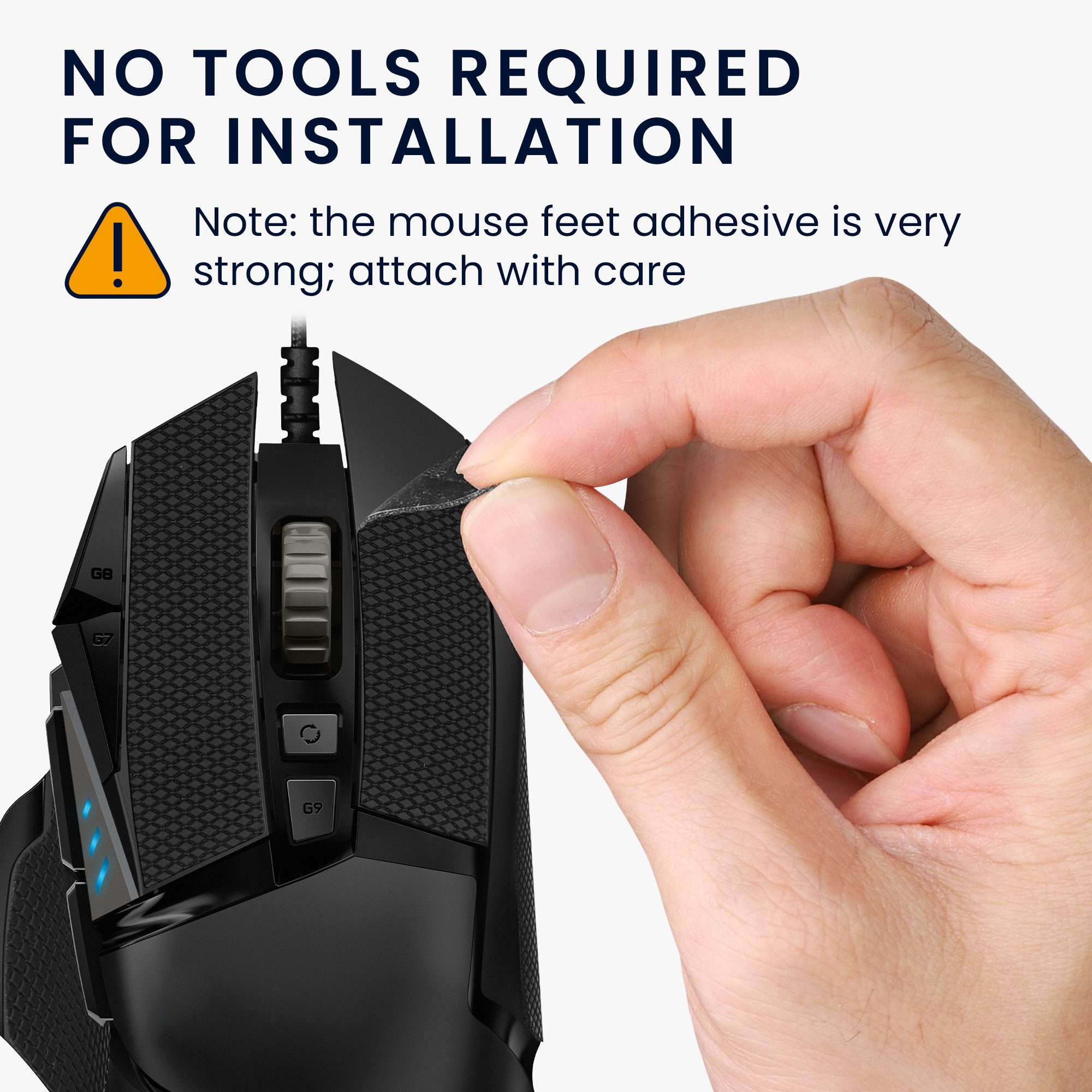 kwmobile Mausfüße Gaming Maus Grip Tape für Logitech G502 (1-St), Maus Rutschfestes Griffband für PC Maus Schwarz