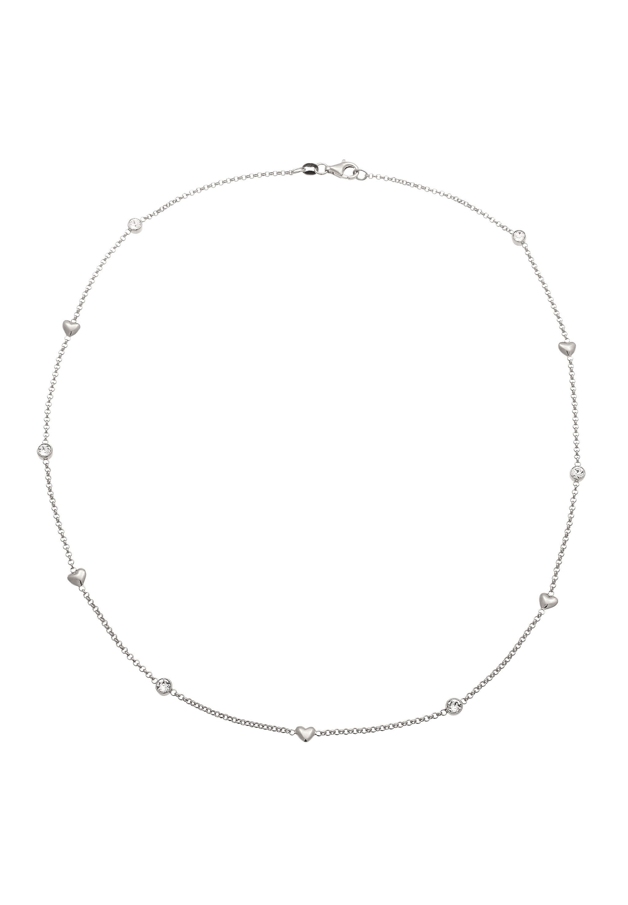 Elli Kette mit Anhänger Herz Weiß 925 Sterling Silber, mit Kristallen von Swarovski®