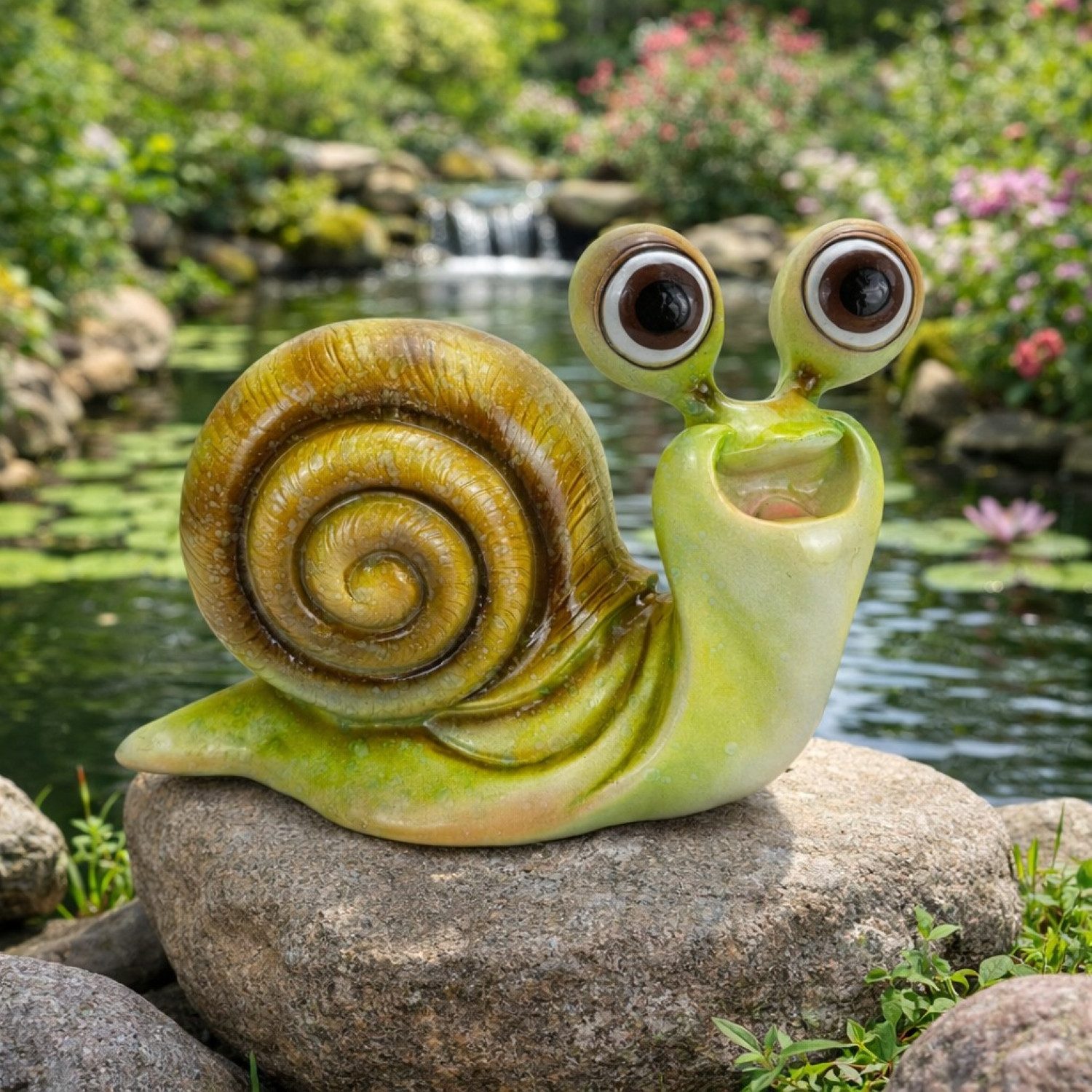 Online-Fuchs Gartenfigur süße Schnecke für außen - Deko Figuren Garten, Terrasse, Balkon, (mit Schneckenhäuschen), aus langlebigem Kunstharz gefertigt, wetterfest - 15 oder 26 cm groß