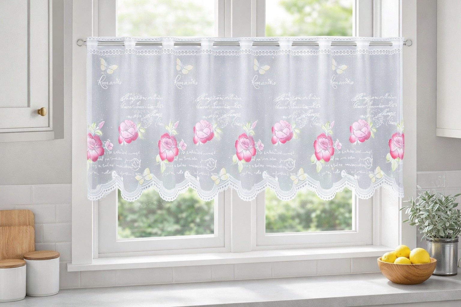 WILLKOMMEN ZUHAUSE by ALBANI GROUP Scheibengardine Scheibengardine „Romantik“ (1 St), Ösen, halbtransparent