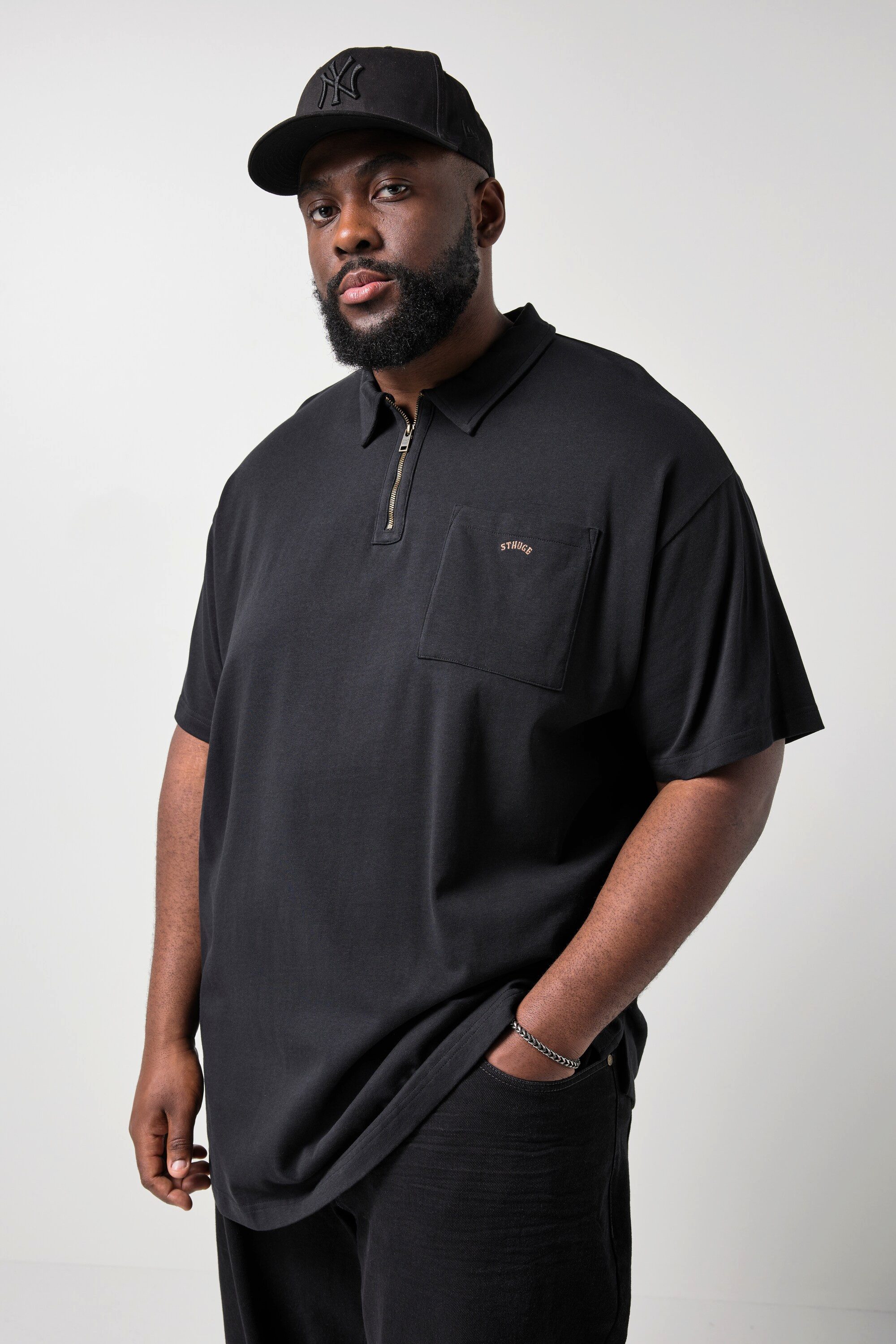 Poloshirt Poloshirt Halbarm oversized Zipper