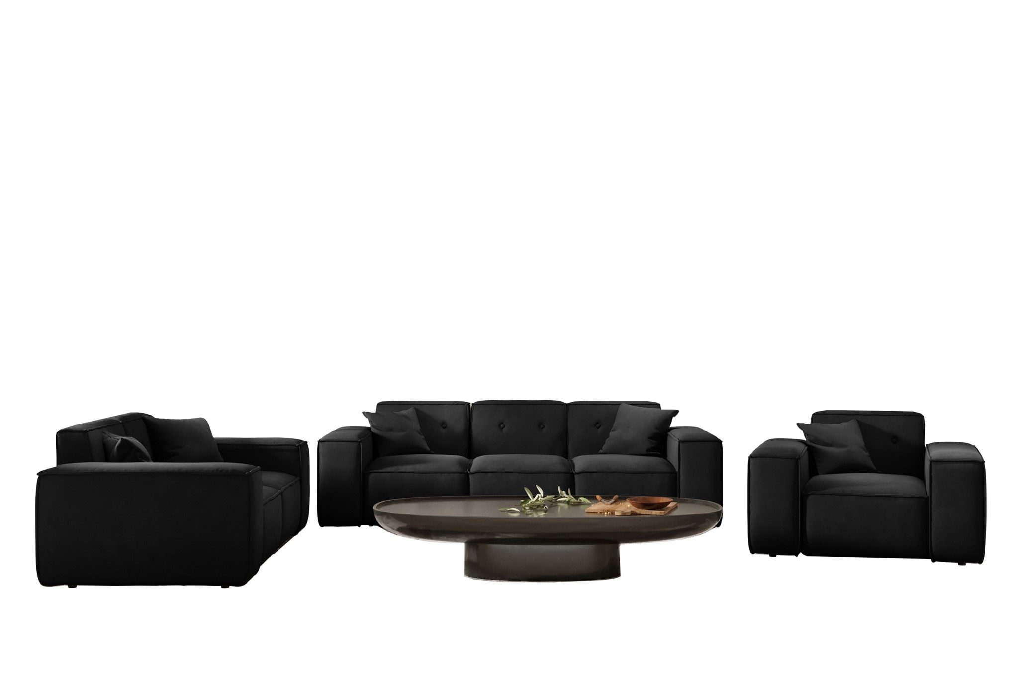 Fun Möbel Polstergarnitur Sofaset Designersofa CESINA 3-2-1 in Stoff, (inkl. 5 Zierkissen), Rundumbezug