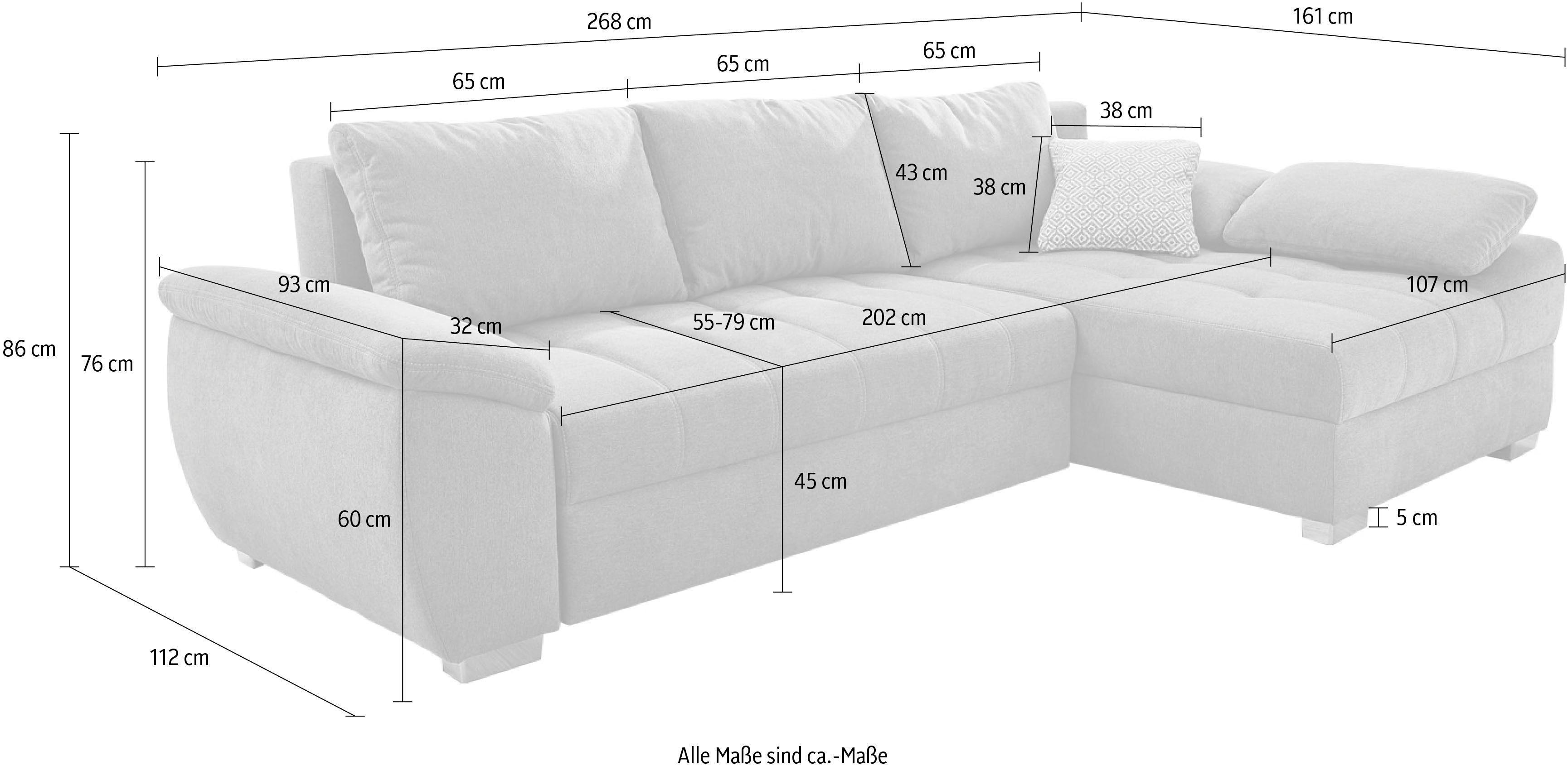 links montierbar Jockenhöfer Bettfunktion Ecksofa und hellgrau Gruppe mane rechts Alster, mit Bettkasten, oder